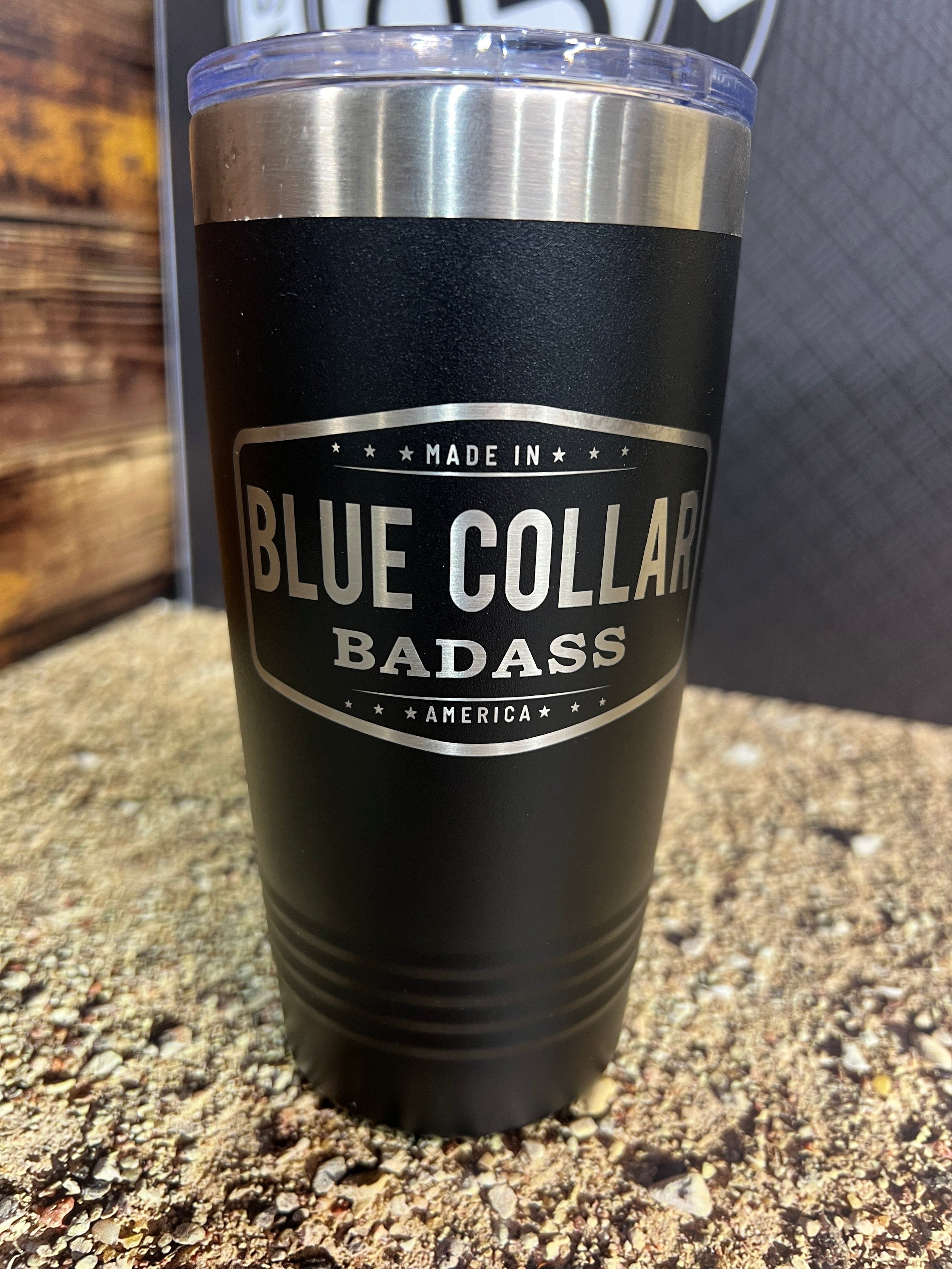 Blue Collar Badass - Made in America 20 oz Tumbler - Stainless Steel Polar Camel Tumbler - F5 Custom Designs