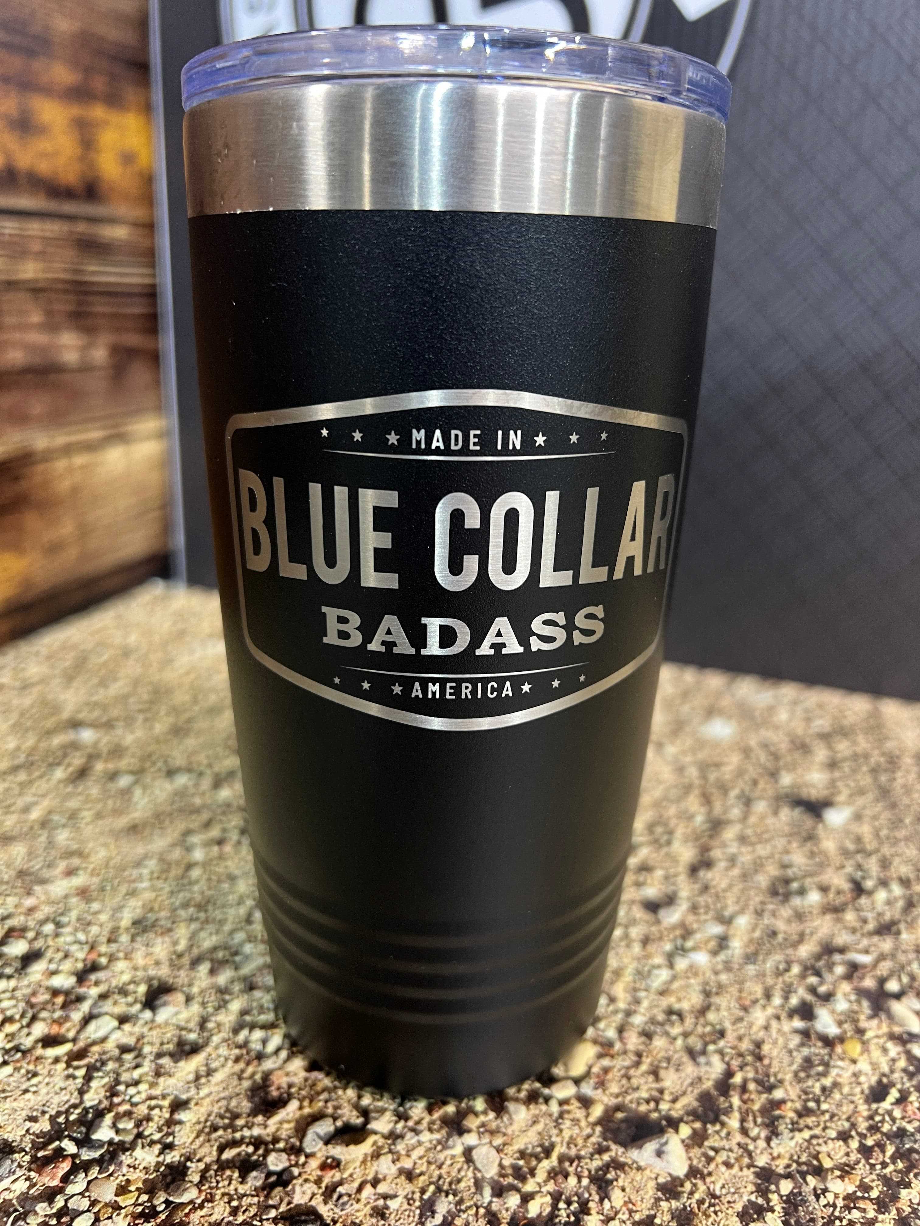 Blue Collar Badass - Made in America 20 oz Tumbler - Stainless Steel Polar Camel Tumbler - F5 Custom Designs