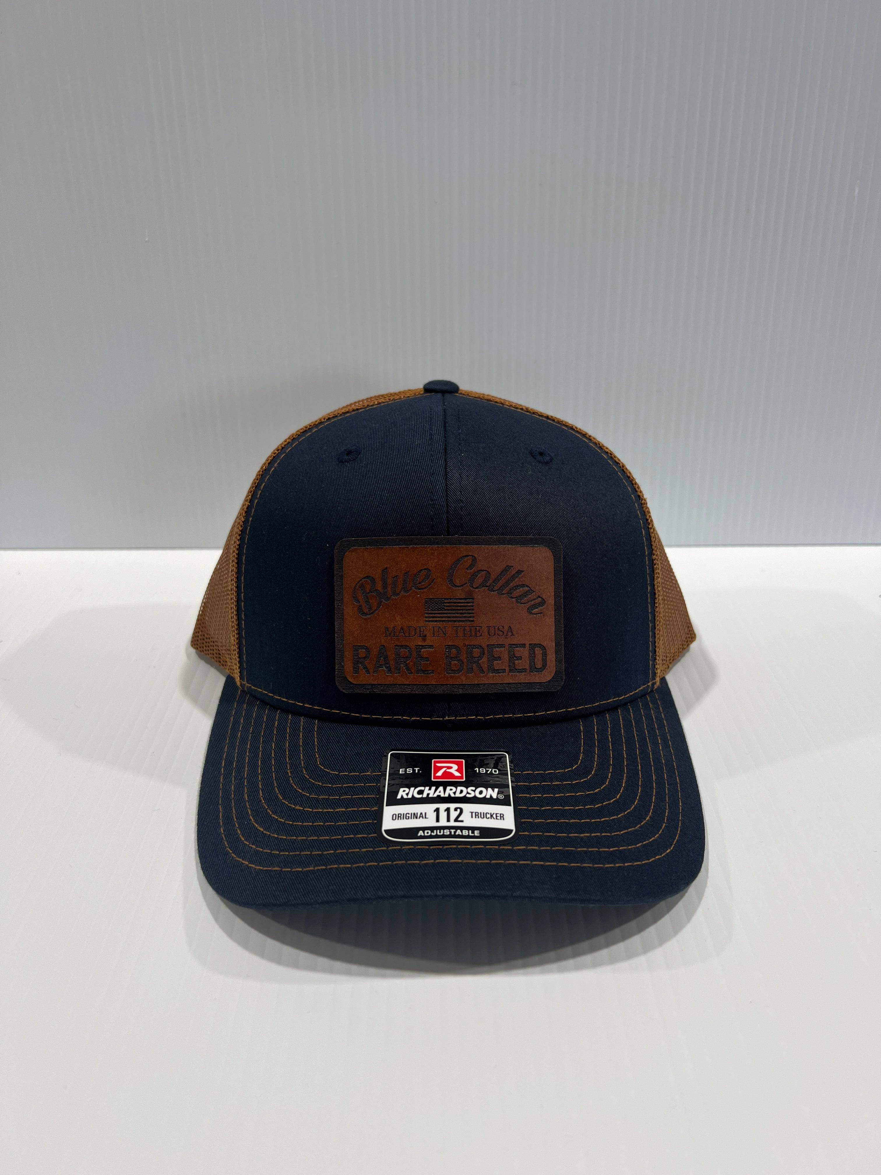 Blue Collar Rare Breed Custom Patch Hat Patch Leather or Leatherette both Laser Engraved - F5 Custom Designs