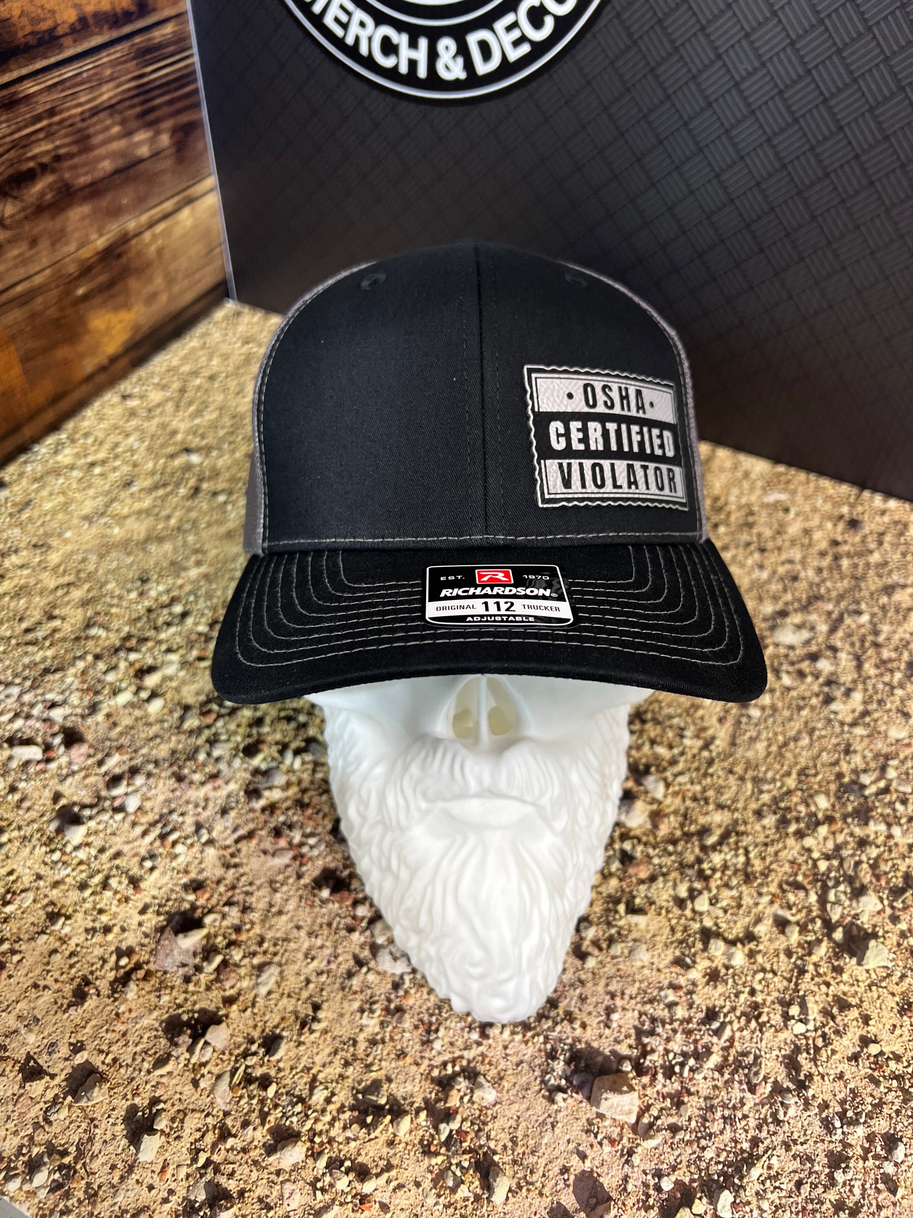 Certified OSHA Violator Hat Leatherette Patch on Richardson 112 Trucker PatchHat - F5 Custom Designs
