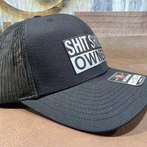 Sh t Show Owner Hat with Premium Leatherette Patch on Richardson 112 Trucker Hat - F5 Custom Designs
