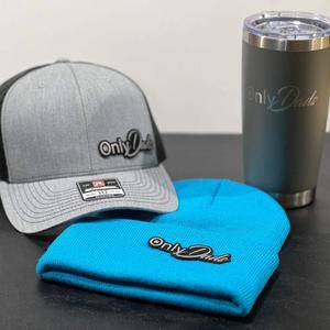 Hat + Beanie + 20oz Tumbler - Only Dads Patch on a Richardson 112 Trucker Hat + Beanie with same patch + 20 oz Polar Camel Tumbler with Only Dads Laser Engraved on the side. - F5 Custom Designs