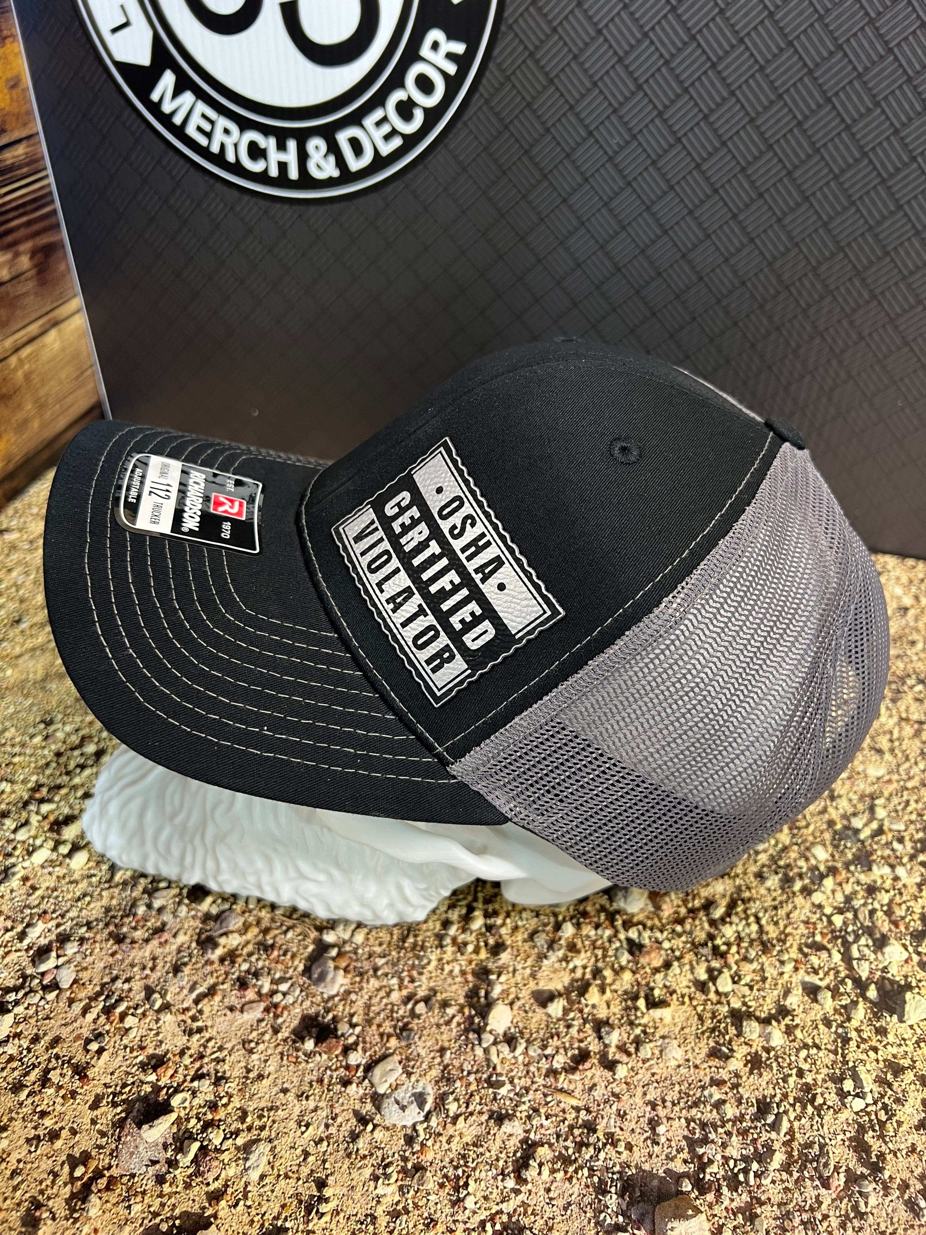 Certified OSHA Violator Hat Leatherette Patch on Richardson 112 Trucker PatchHat - F5 Custom Designs