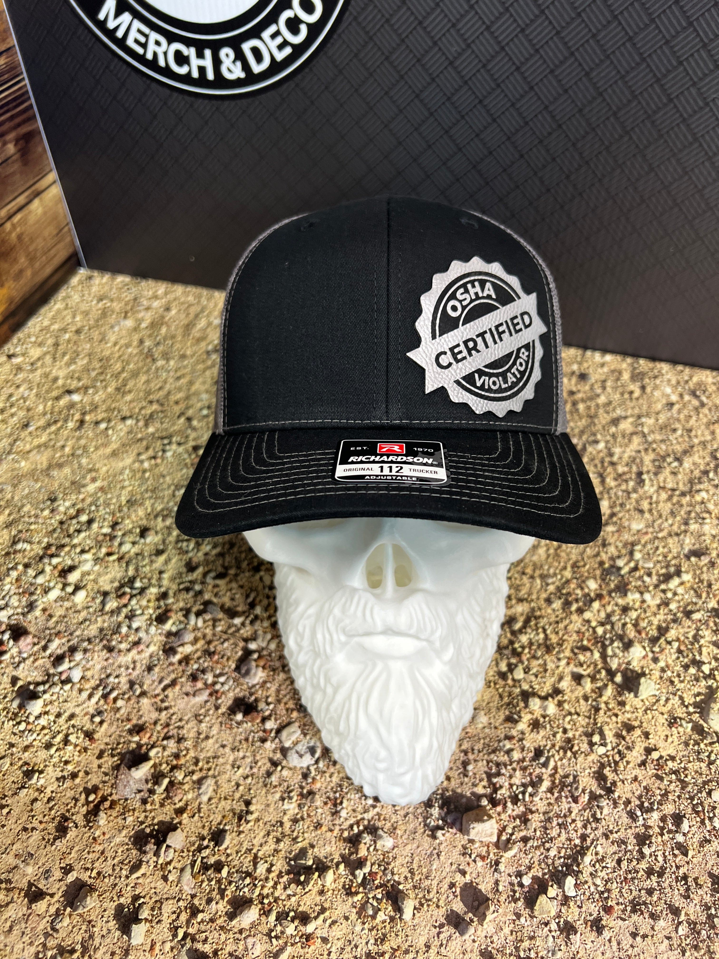 Certified OSHA Violator Hat Leatherette Patch on Richardson 112 Trucker PatchHat - F5 Custom Designs