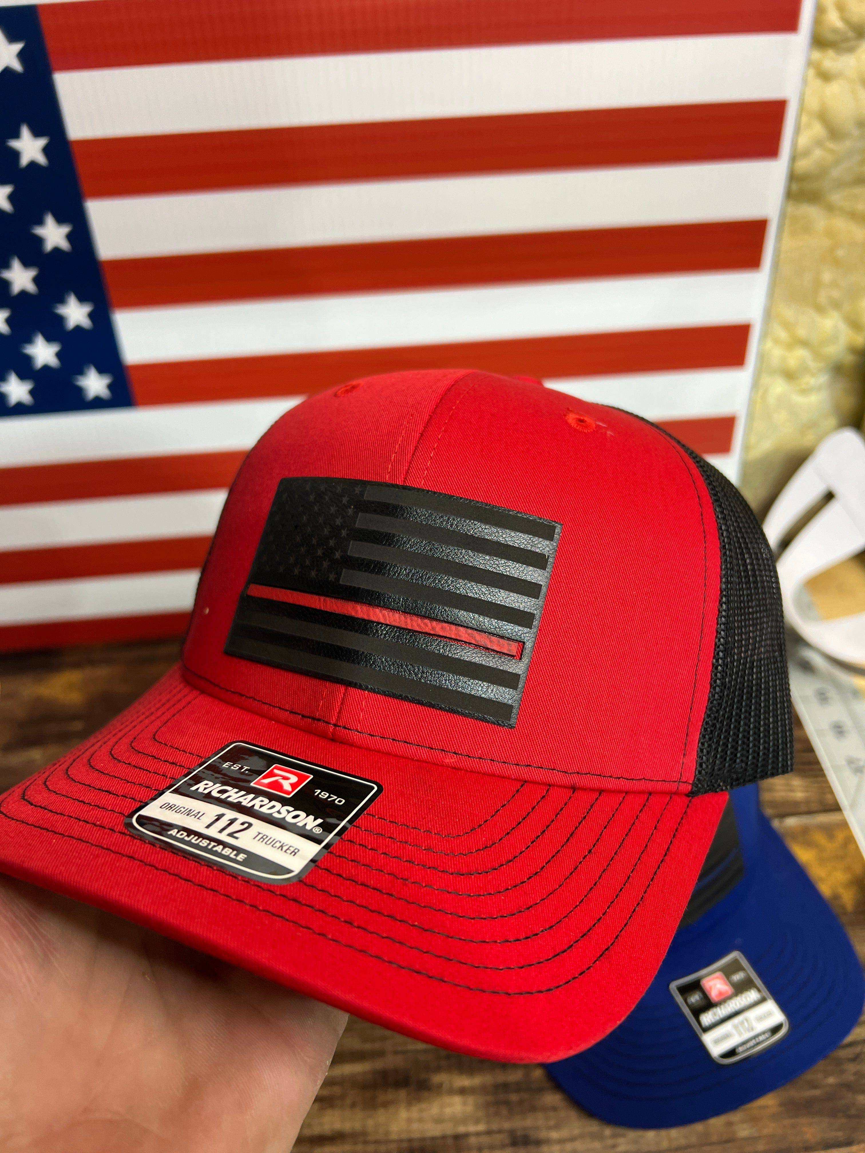 Thin Line Trucker Hats with Premium Leatherette on Richardson 112 - F5 Custom Designs