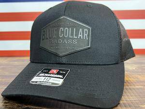 Blue Collar American Hat Design on a Richardson 112 Trucker Hat. - F5 Custom Designs