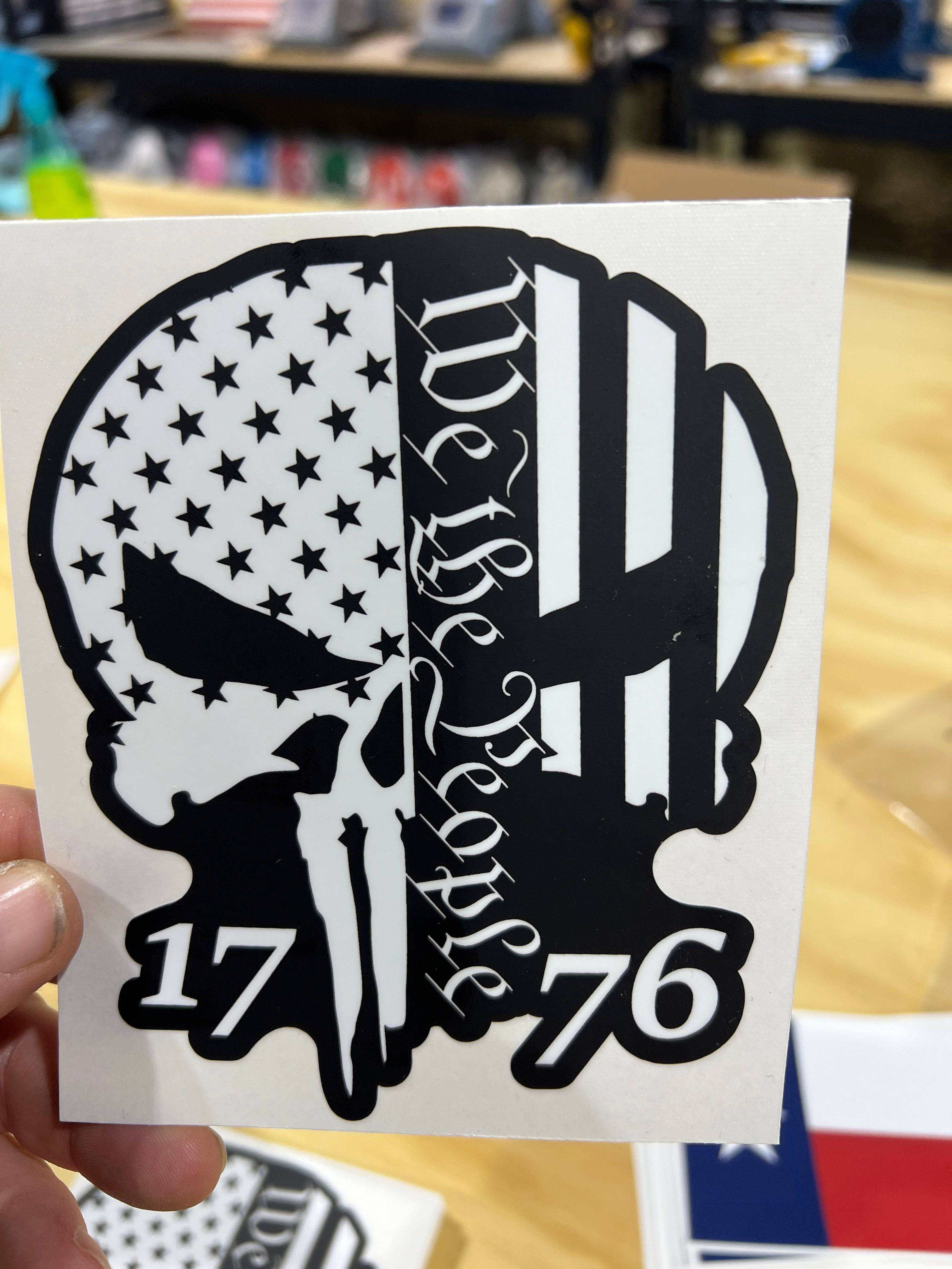 We The People 1776 Punisher Sticker 2-pack vinyl decals with matte laminate, 5.5 inch size