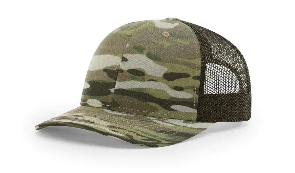 American Flag patch hat Richardson camouflage trucker hat with adjustable snapback mesh back