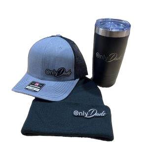 Hat + Beanie + 20oz Tumbler - Only Dads Patch on a Richardson 112 Trucker Hat + Beanie with same patch + 20 oz Polar Camel Tumbler with Only Dads Laser Engraved on the side. - F5 Custom Designs