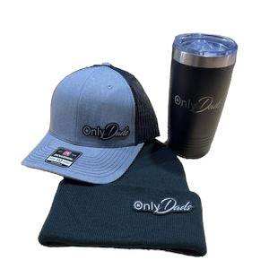 Only Dads Hat Beanie and 20oz Polar Camel Tumbler bundle with embroidered patch and laser engraving