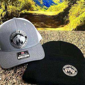 Richardson 112 Morning Wood Leatherette Patch trucker hat and matching beanie bundle