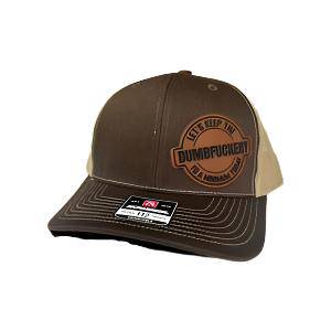 Let's Keep The Dumbfu*kery Hat with a Premium Leatherette Patch on a Richardson 112 Snapback - F5 Custom Designs