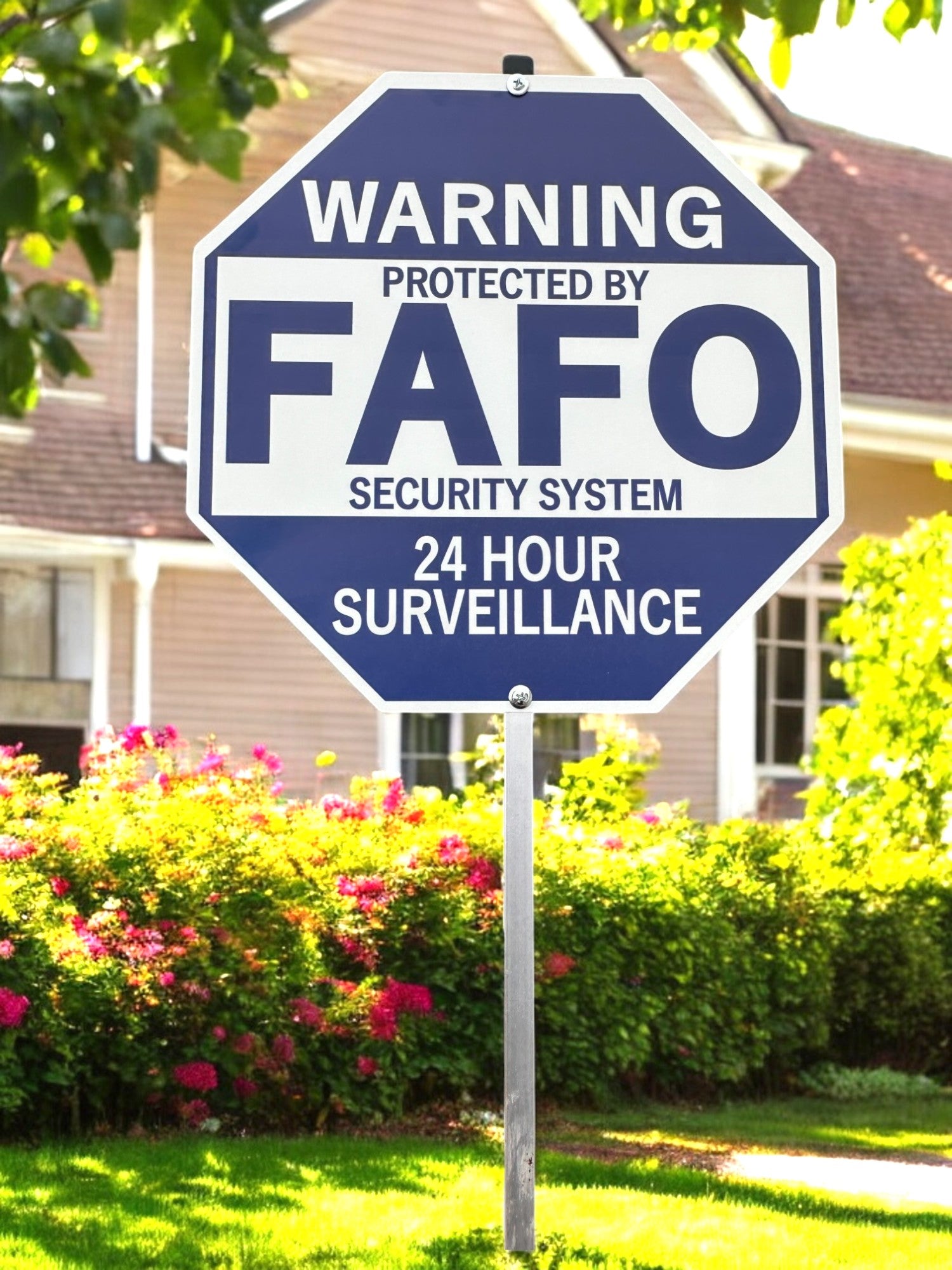 Home Security Sign - HOA Friendly F Around and Find Out Sign with Stake | Protected by FAFO