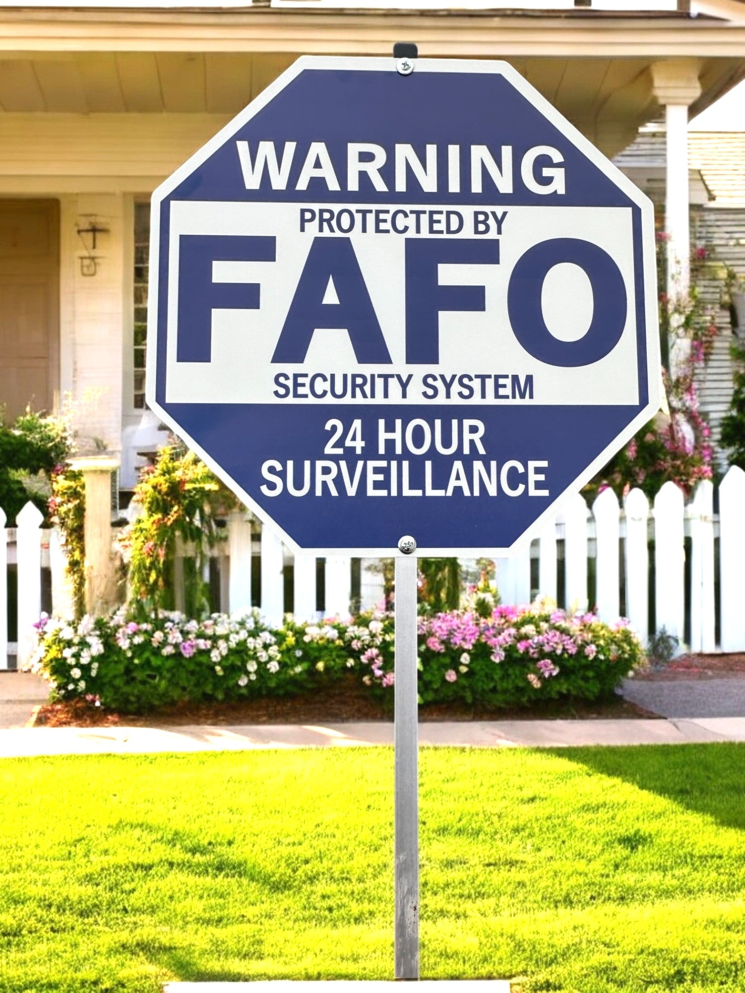 Home Security Sign - HOA Friendly F Around and Find Out Sign with Stake | Protected by FAFO