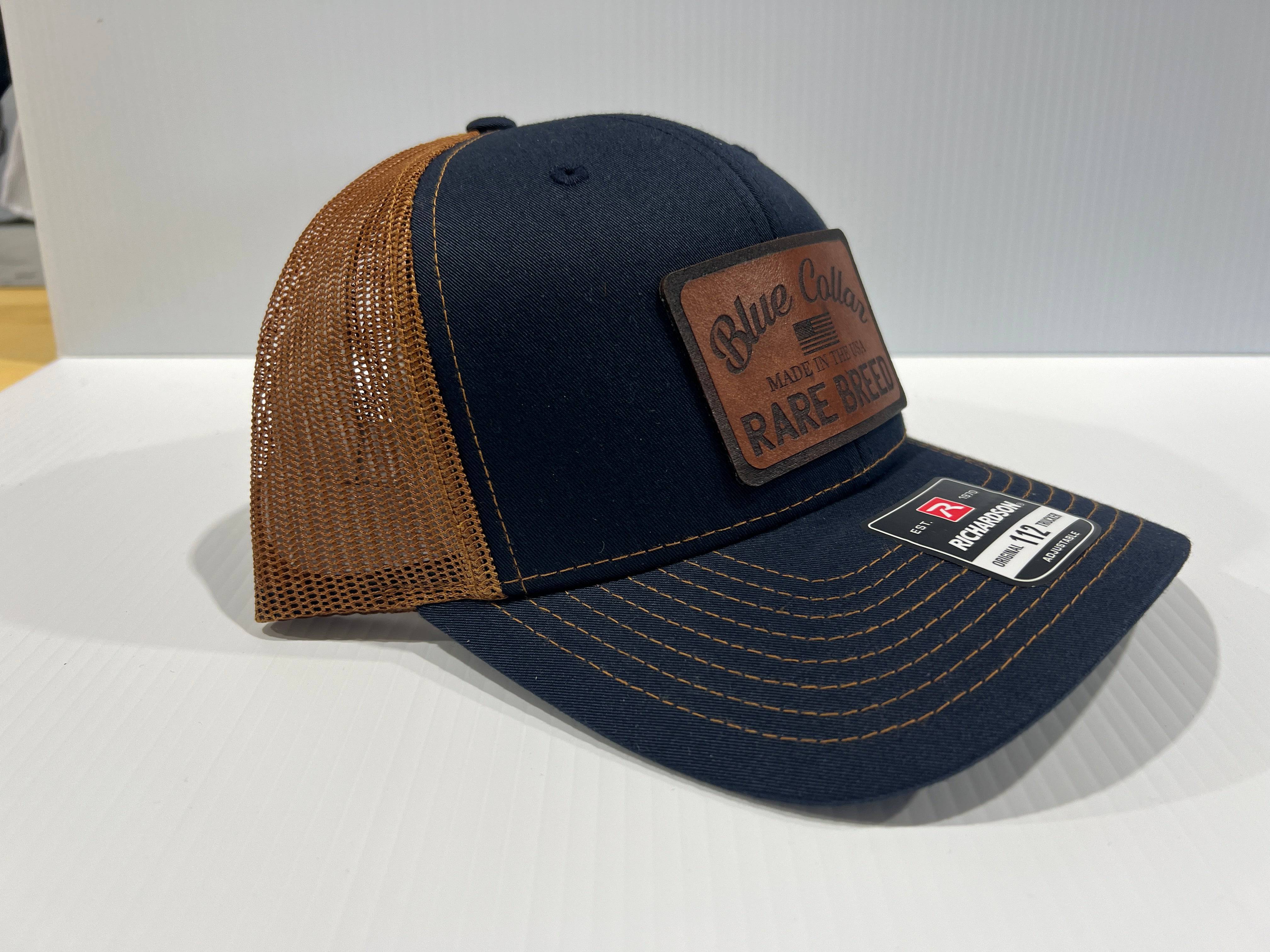 Blue Collar Rare Breed Custom Patch Hat Patch Leather or Leatherette both Laser Engraved - F5 Custom Designs