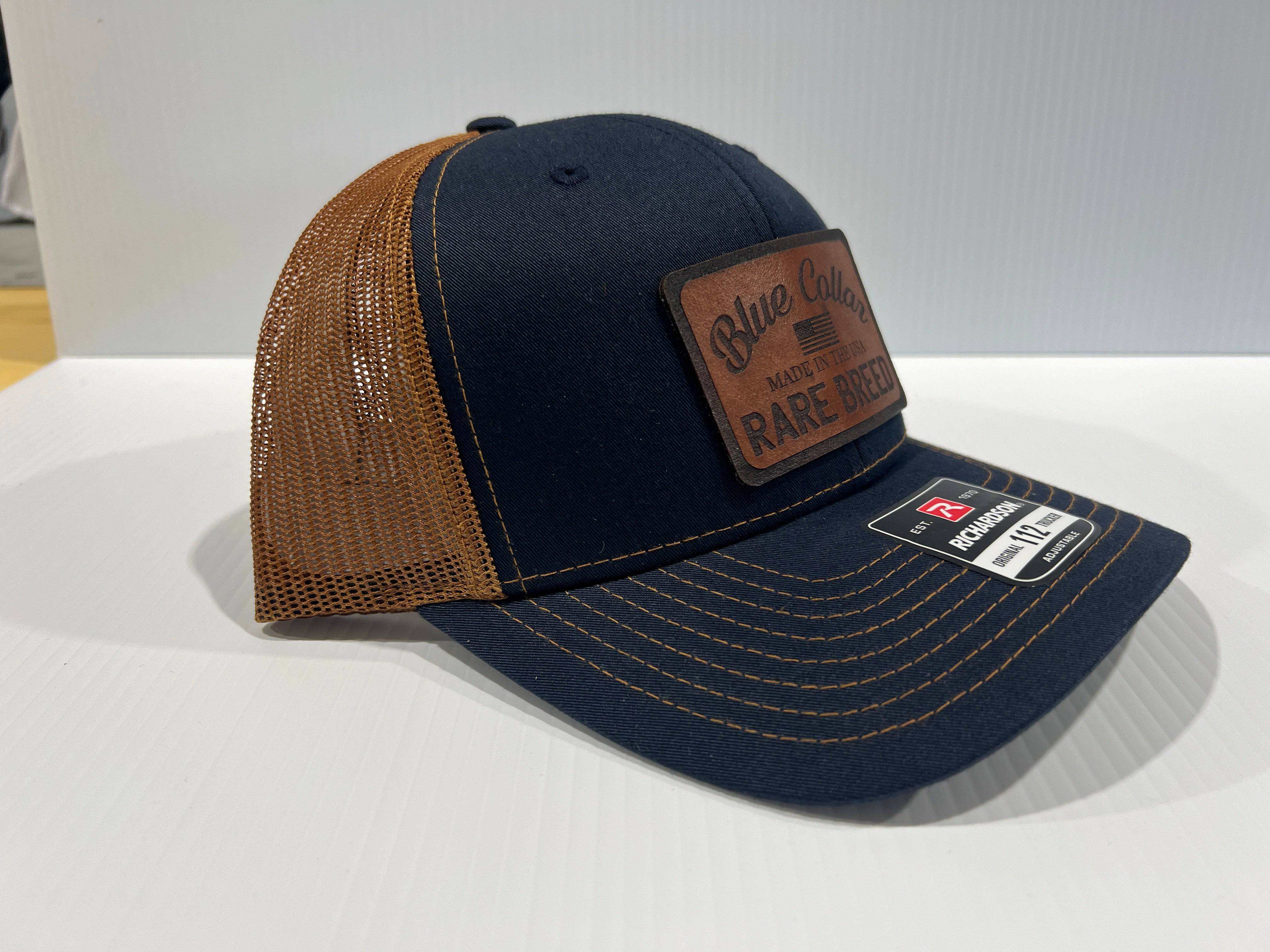 Blue Collar Rare Breed Custom Patch Hat Patch Leather or Leatherette both Laser Engraved - F5 Custom Designs