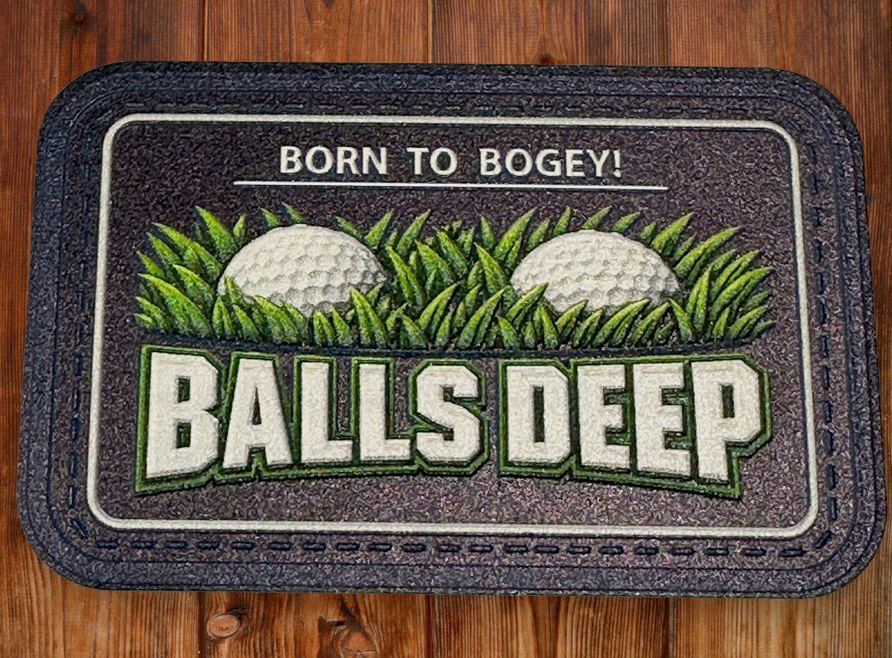 Funny Golf Hat wth UV Printed Born to Bogey - Balls Deep Patch