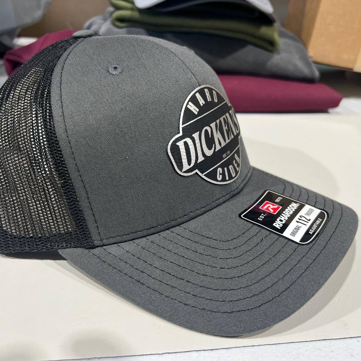 Dickens Hard Cider Hat on Richardson 112 Trucker Snapback Hat - F5 Custom Designs