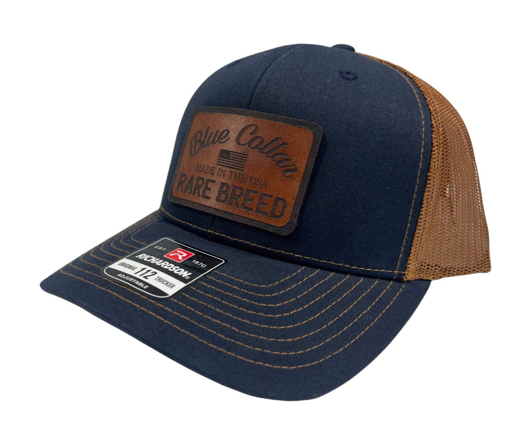 Blue Collar Rare Breed Custom Patch Hat Patch Leather or Leatherette both Laser Engraved - F5 Custom Designs