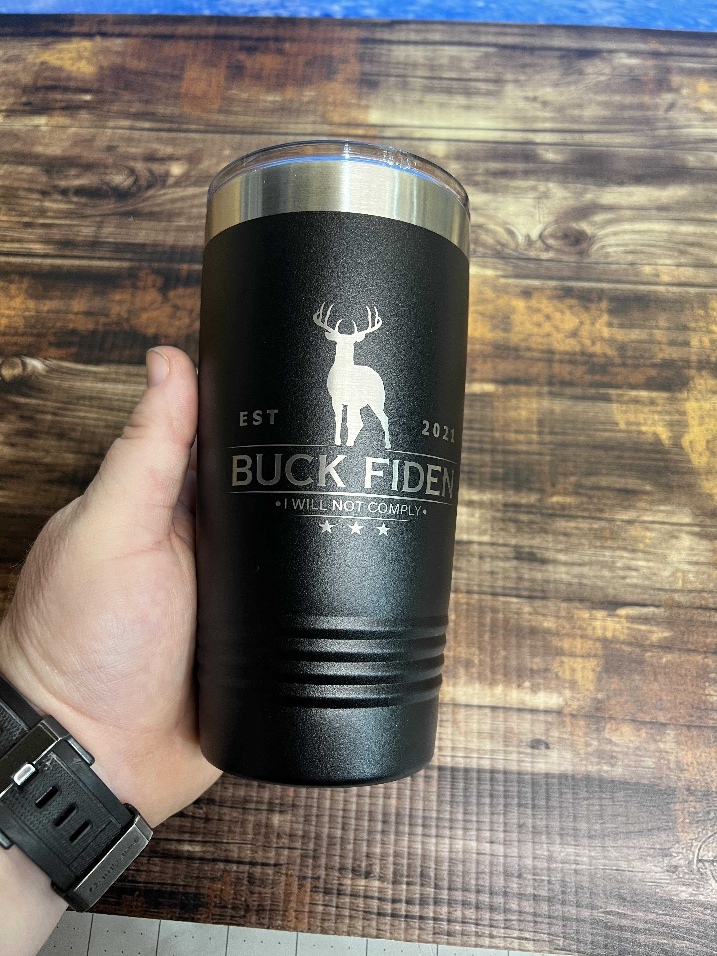 Buck Fiden 20 oz Tumbler Polar Camel Stainless Steel Tumbler with Slider Lid and Custom Engraving - F5 Custom Designs