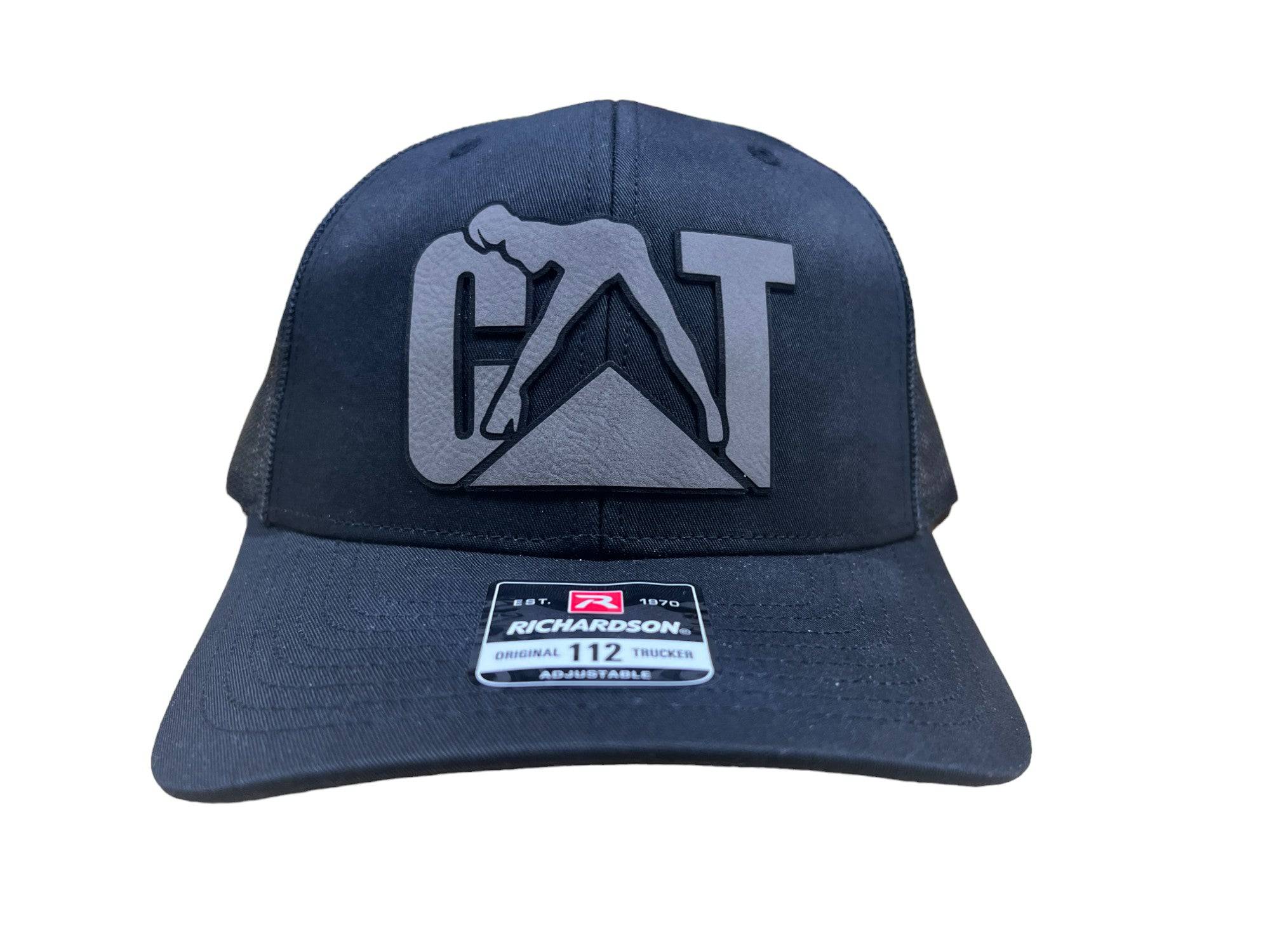 CAT Woman Hat with Premium Leatherette Patch on a Richardson 112 Trucker Hat Baseball Cap Summer Winter - F5 Custom Designs
