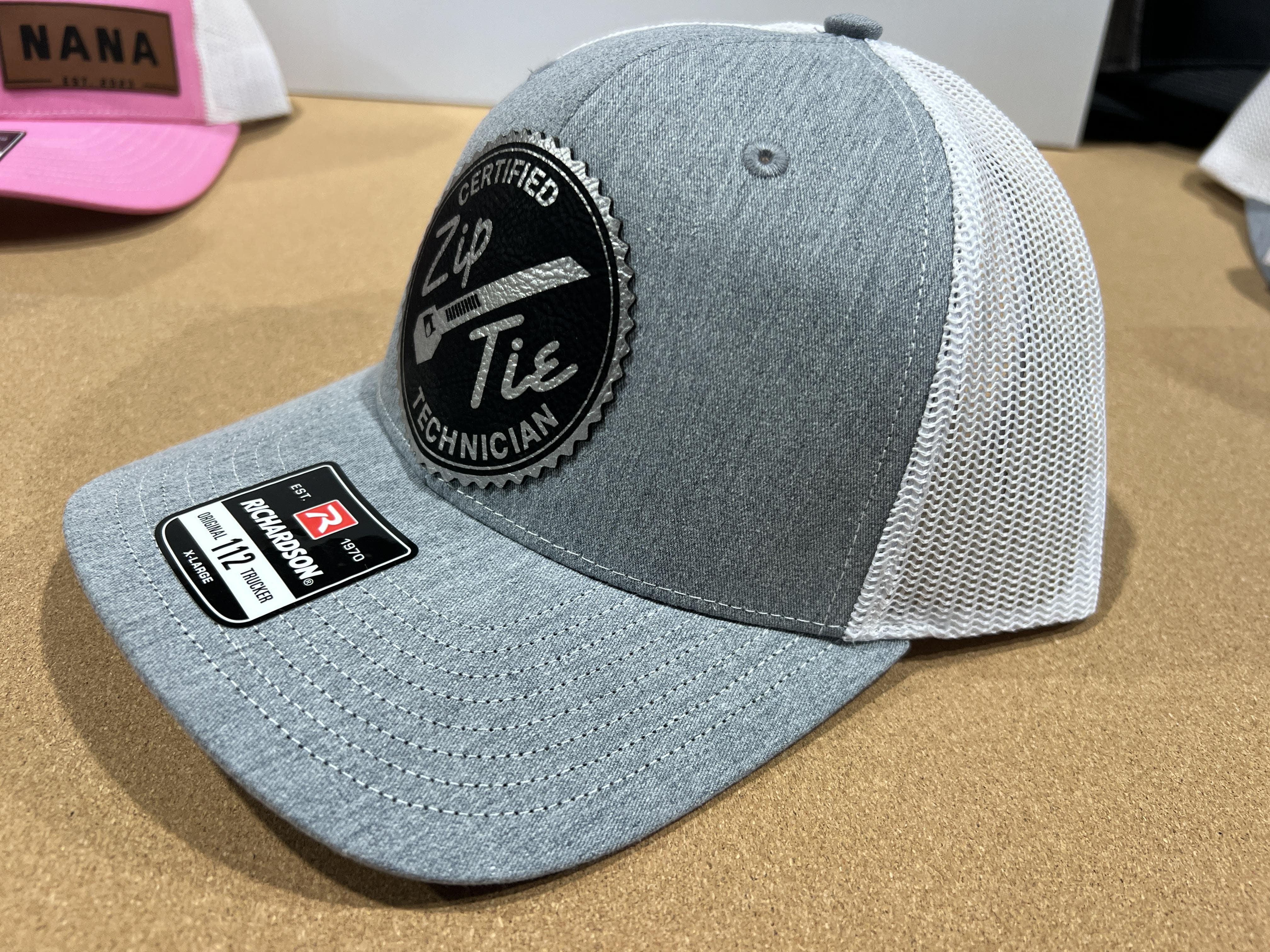 Certified Zip Tie Technician Hat with Leatherette Patch on a Richardson 112 Trucker Hat Baseball Cap Summer Winter - F5 Custom Designs