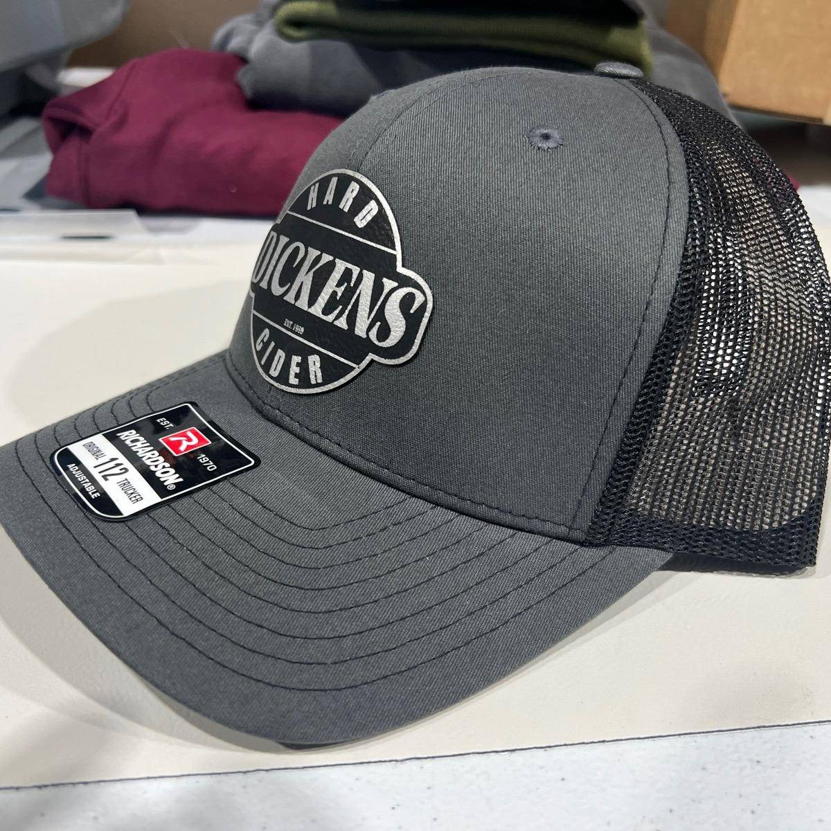 Dickens Hard Cider Hat on Richardson 112 Trucker Snapback Hat - F5 Custom Designs
