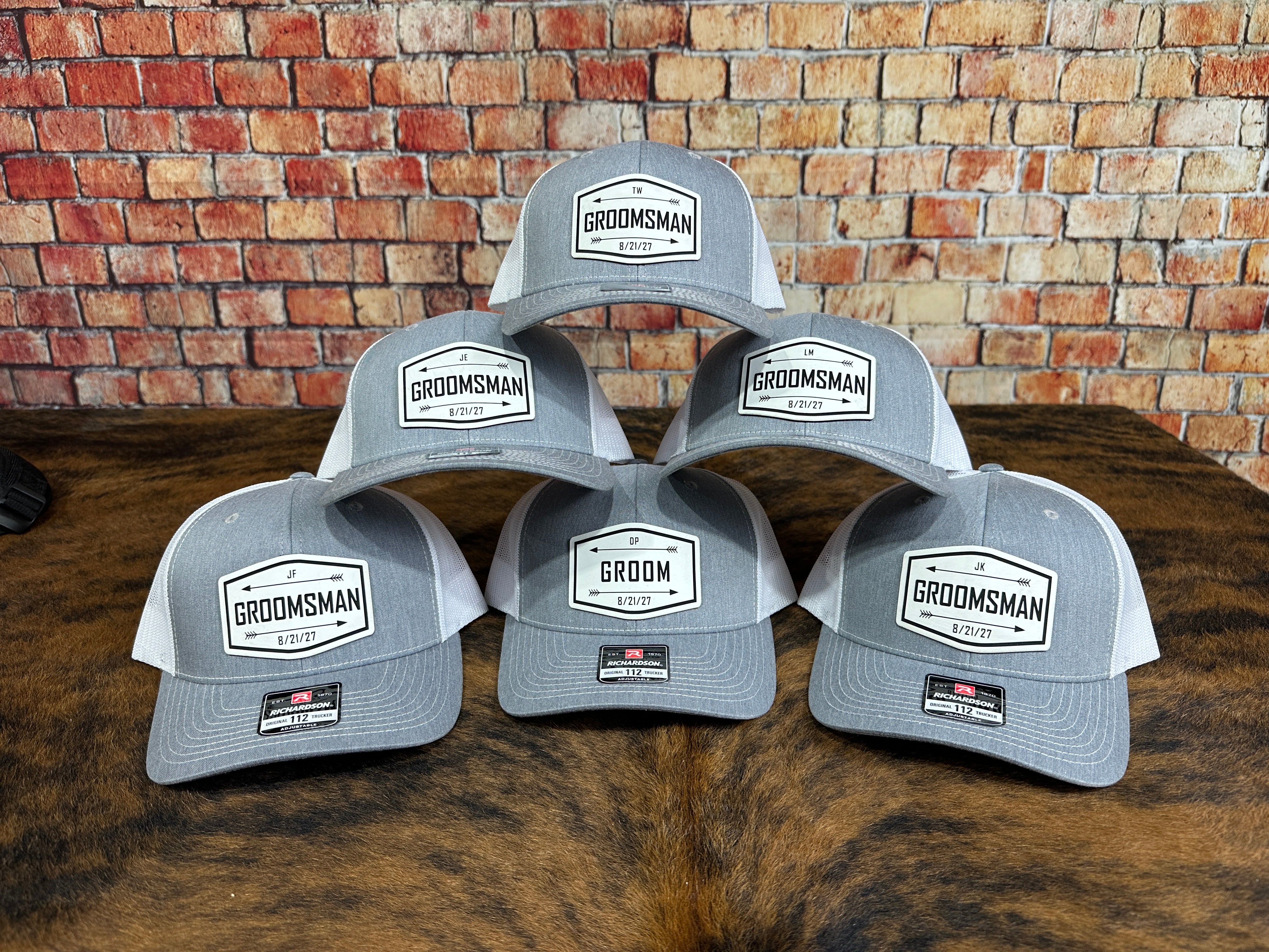 Custom Leatherette Patch wedding Hats | Groomsmen, Groom, Bachelor Party gifts