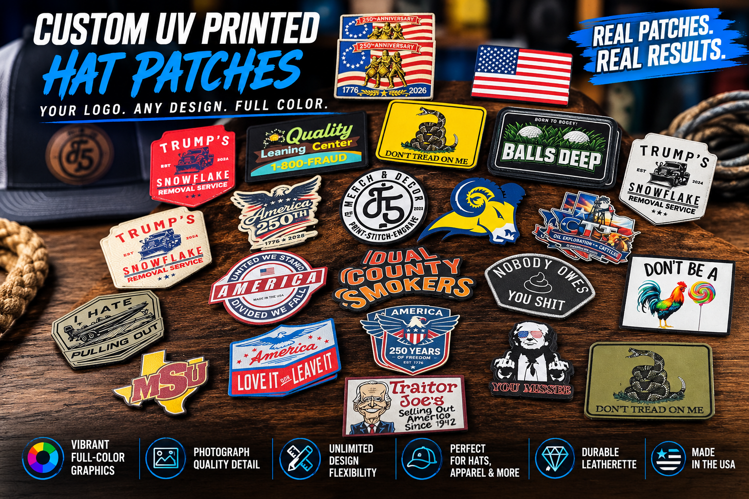 Custom UV Printed Hat Patches