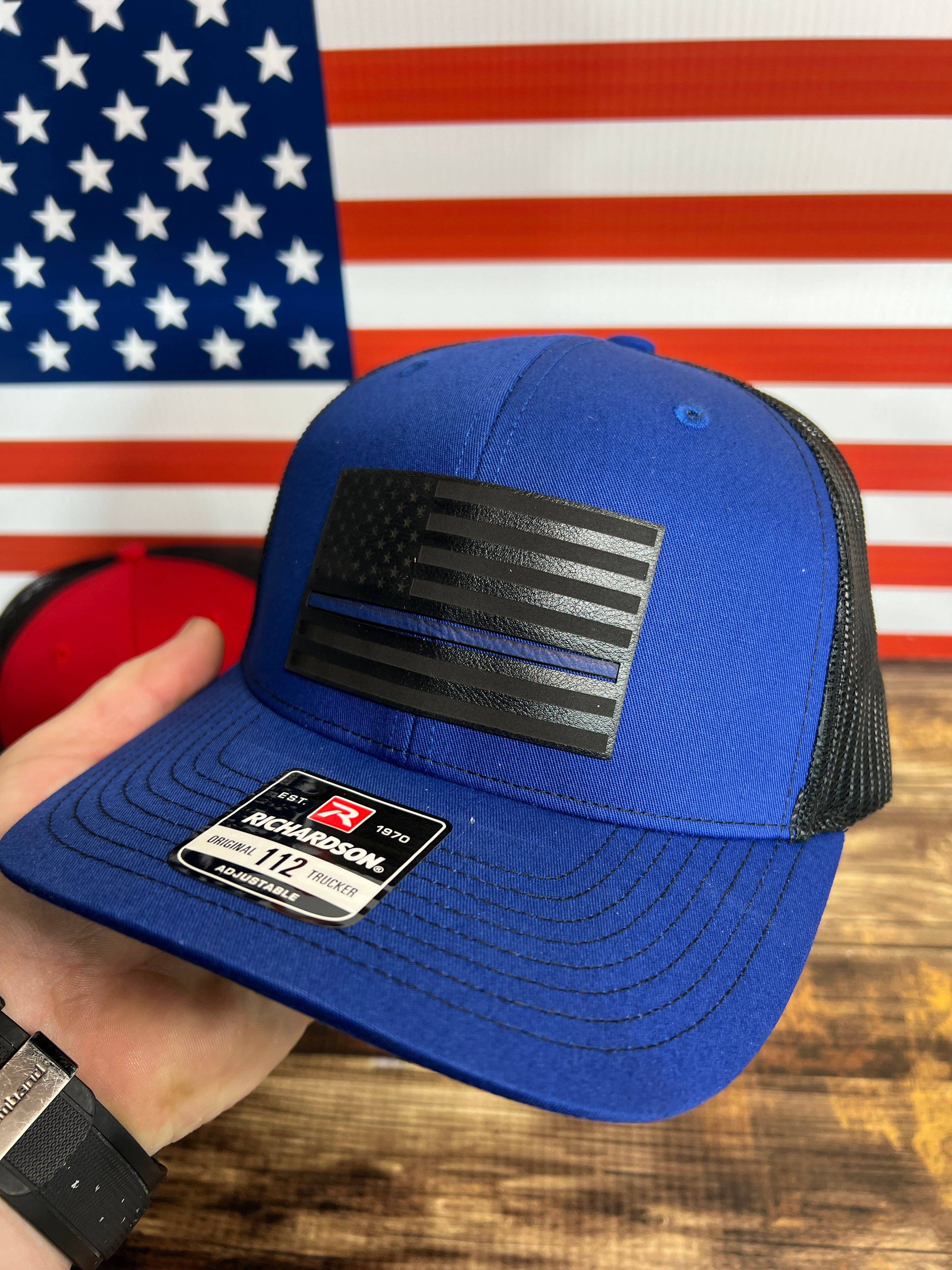 Thin Line Trucker Hats with Premium Leatherette on Richardson 112 - F5 Custom Designs