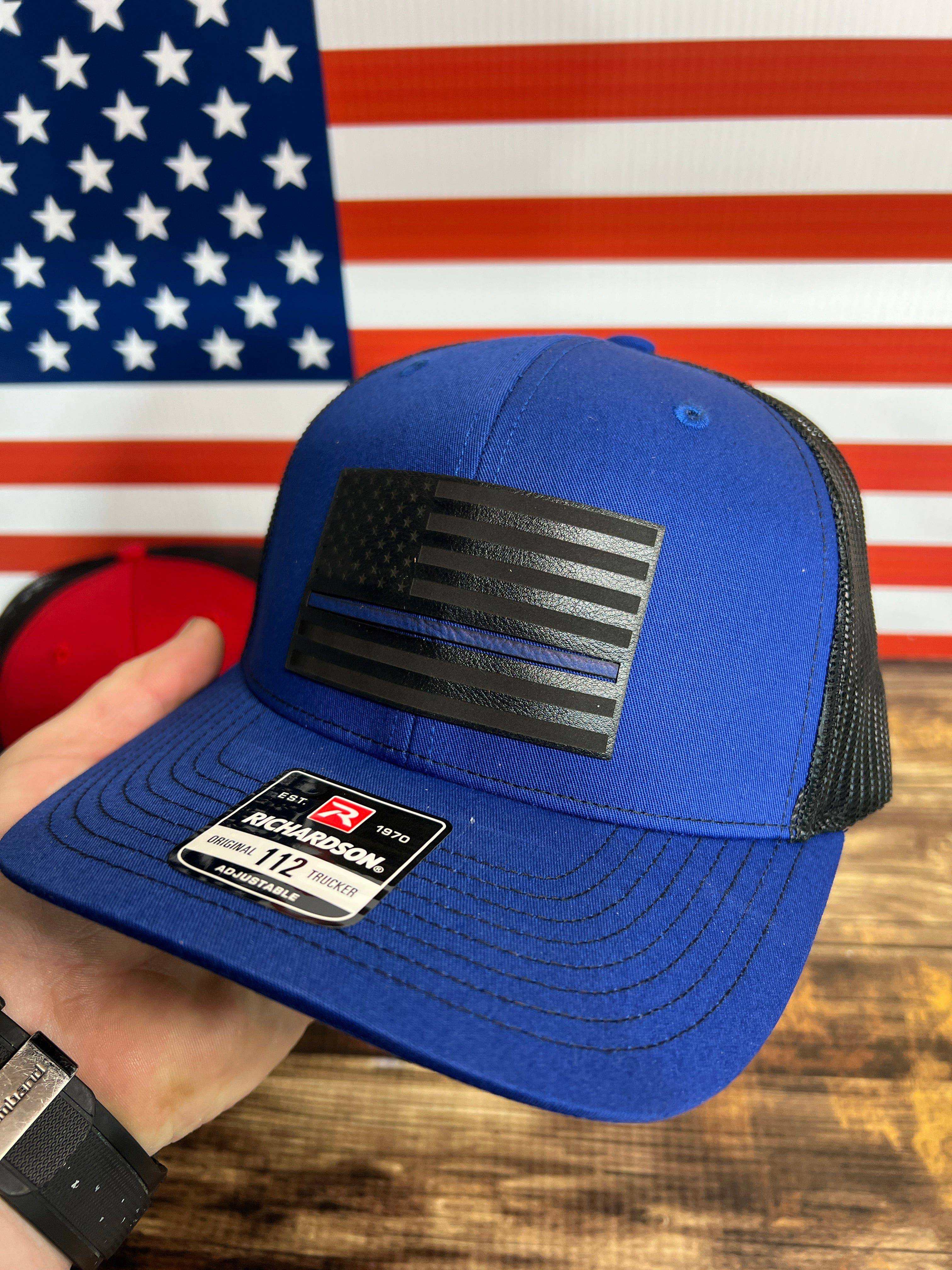Thin Line Trucker Hats with Premium Leatherette on Richardson 112 - F5 Custom Designs