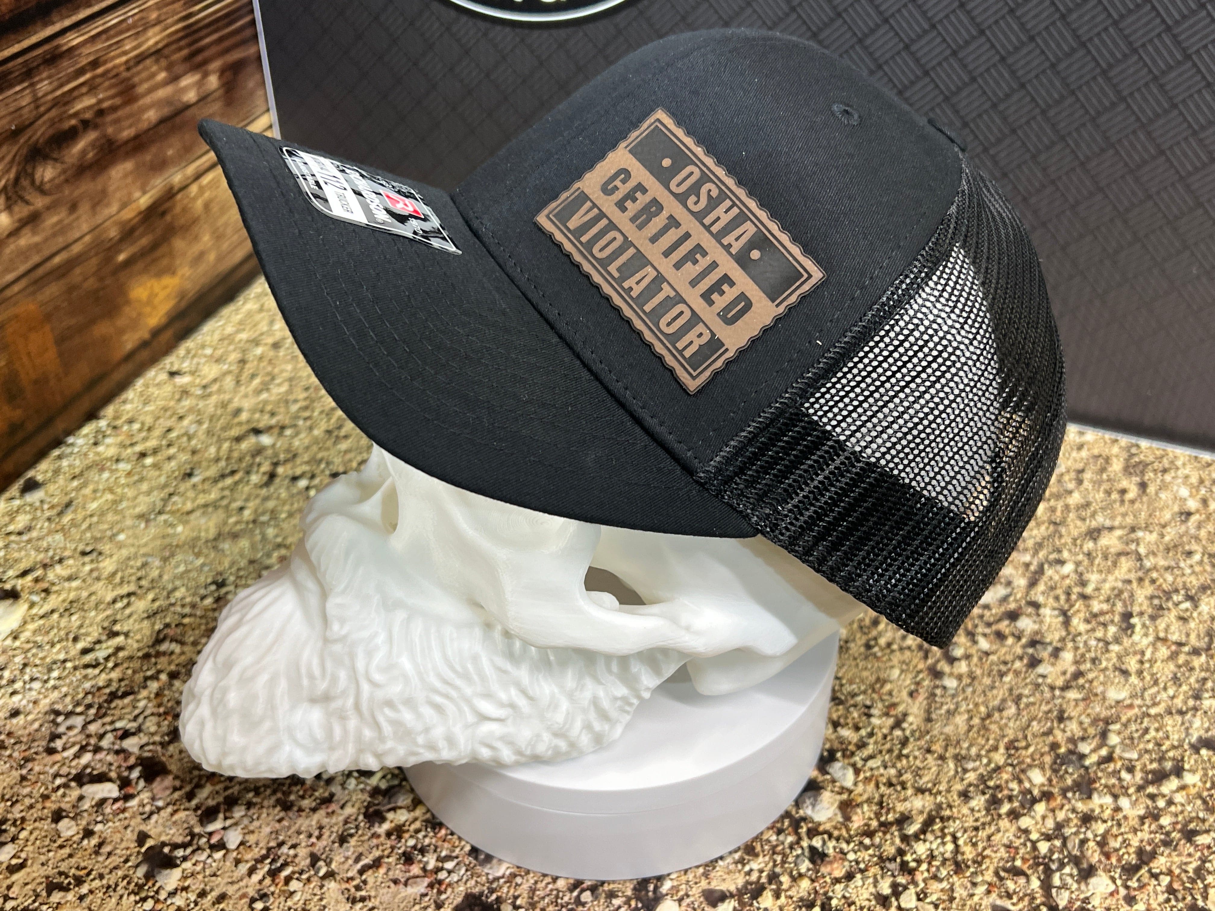 Certified OSHA Violator Hat Leatherette Patch on Richardson 112 Trucker PatchHat - F5 Custom Designs