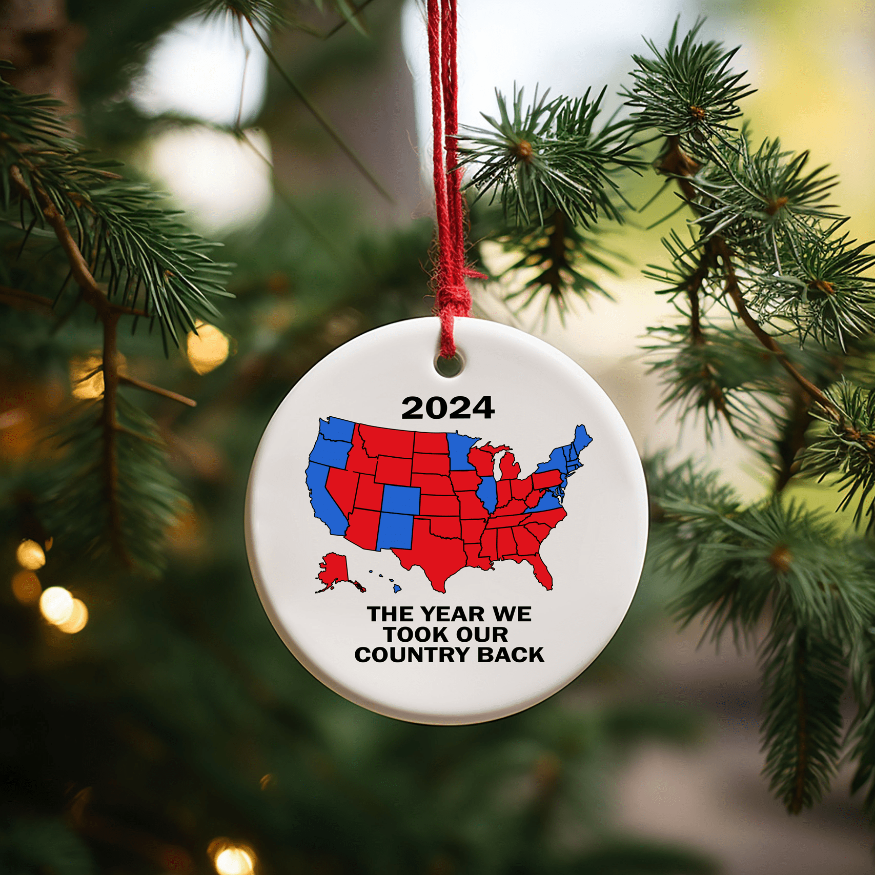 Trump Patriotic Christmas Ornaments UV Printed Porcelain Inch Tree Ornaments - F5 Custom Designs
