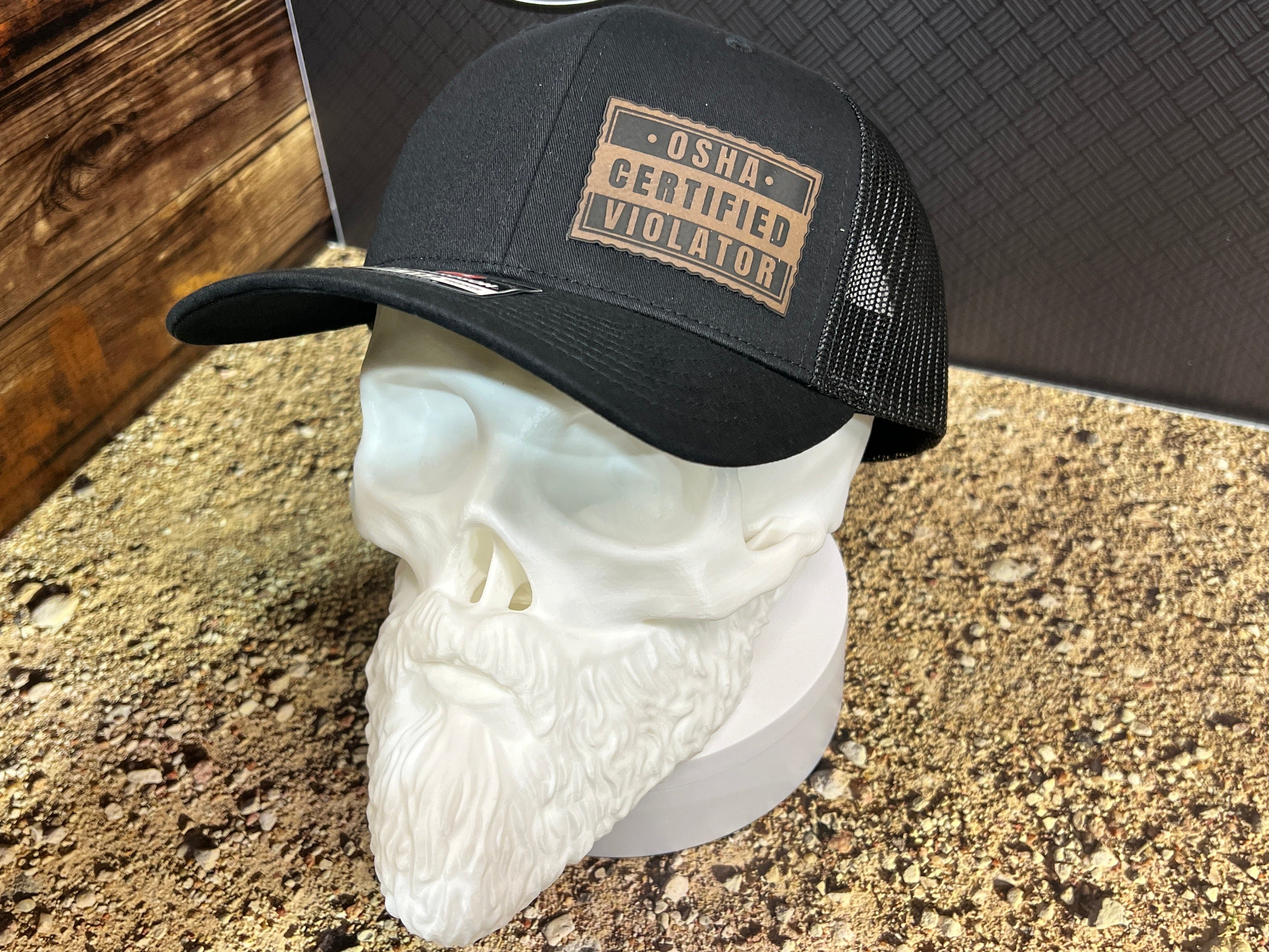 Certified OSHA Violator Hat Leatherette Patch on Richardson 112 Trucker PatchHat - F5 Custom Designs