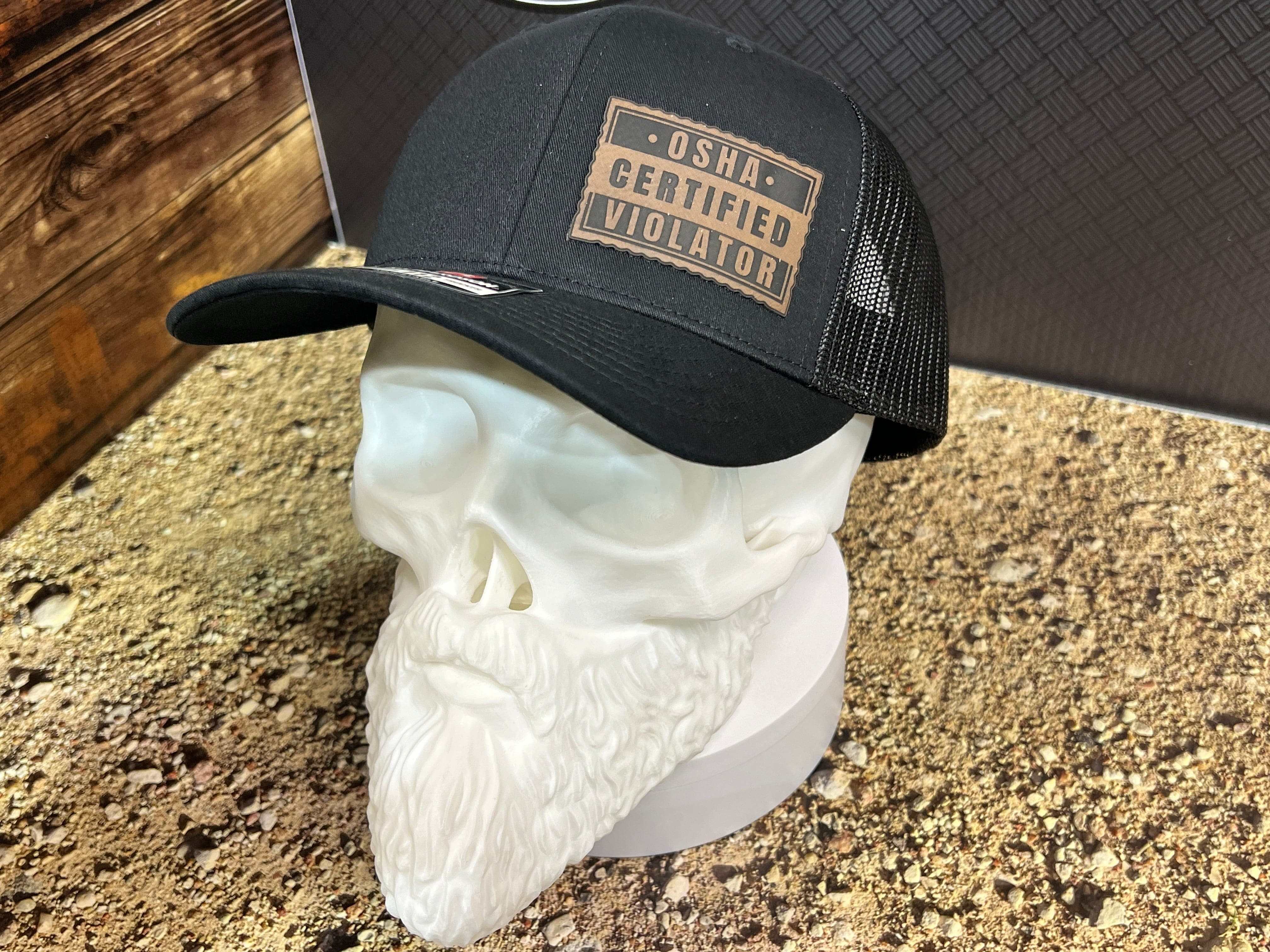 Certified OSHA Violator Hat Leatherette Patch on Richardson 112 Trucker PatchHat - F5 Custom Designs
