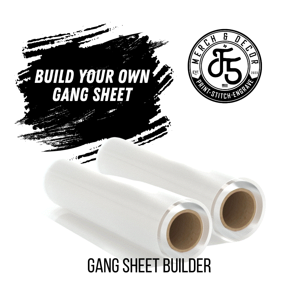 Build Your Own Gang Sheet interface for easy artwork arrangement and printing