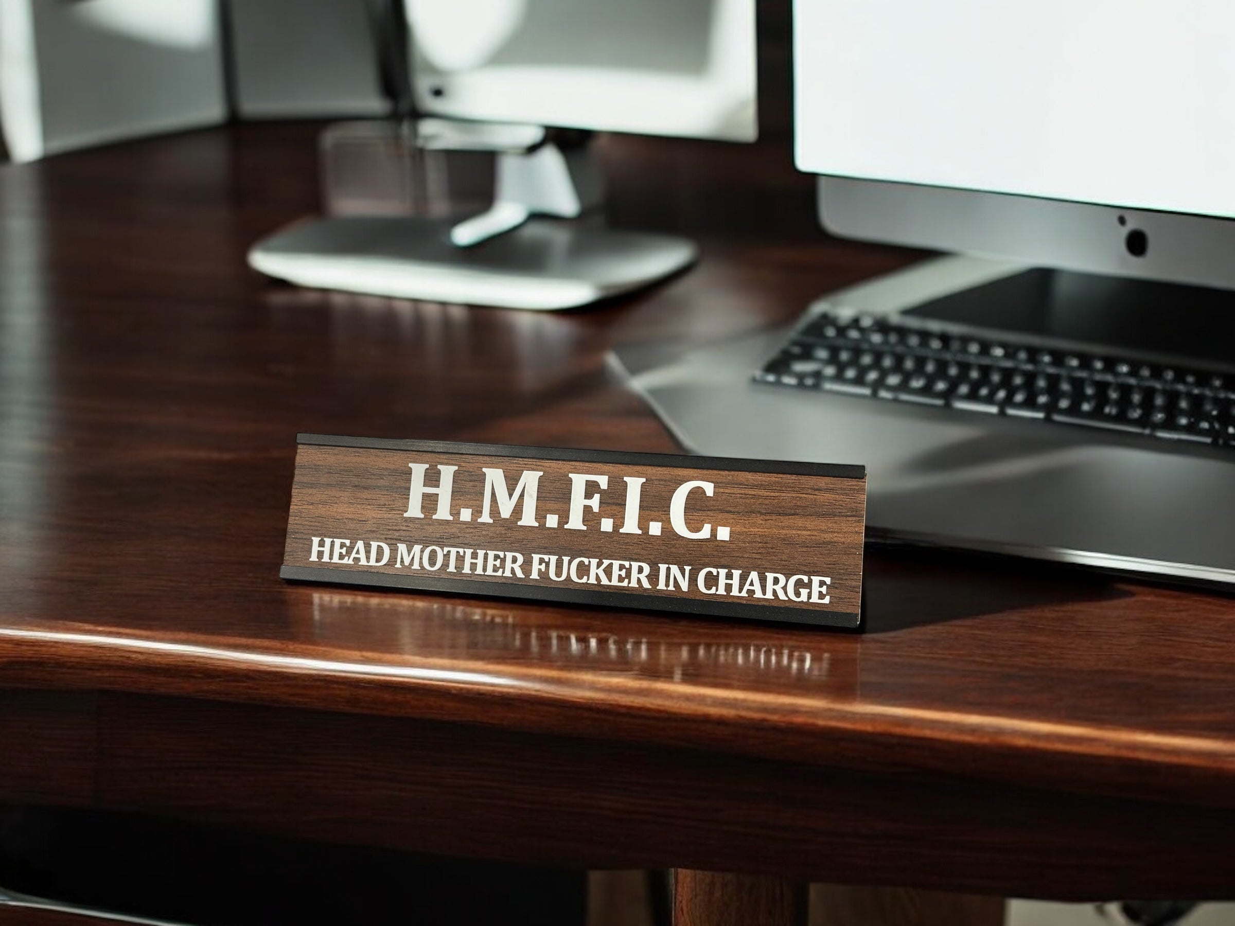 Funny Desk Name Plate Funny Desk Sign Laser Engraved Gag Gift with your CUSTOM Saying
