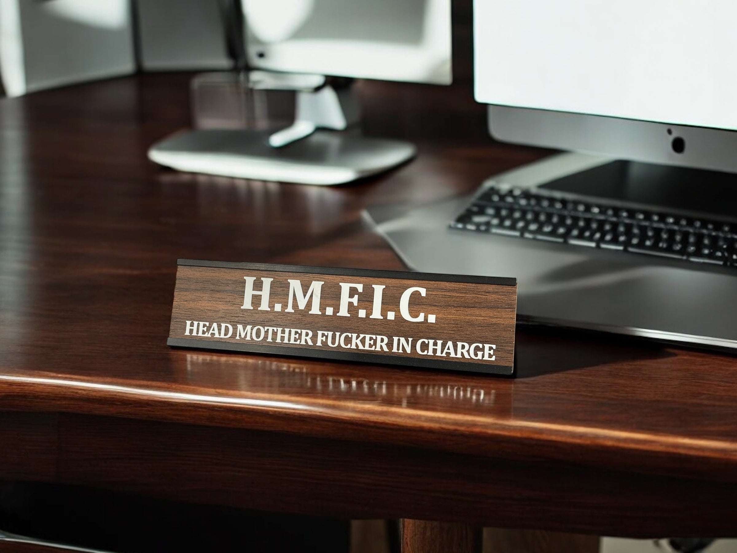 Custom Funny Desk Name Plate Funny Desk Sign Laser Engraved Gag Gift with your CUSTOM Saying