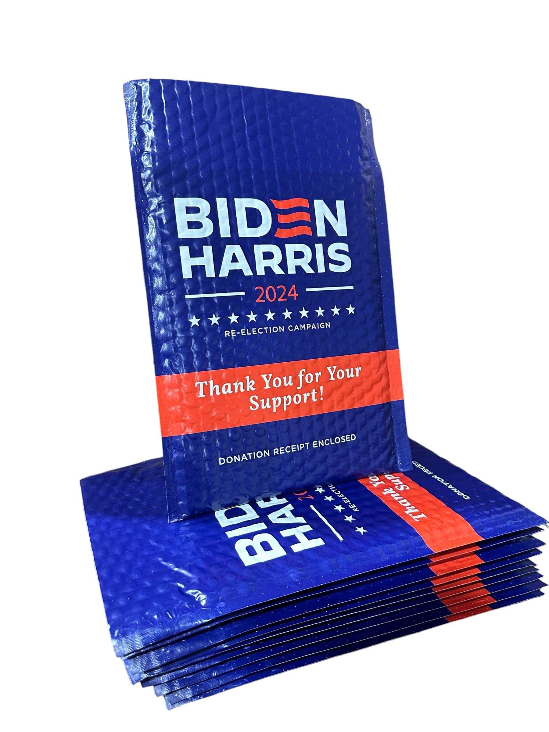 Prank Biden Harris 2024 donation package with anonymous prank mailer and funny thank you letter