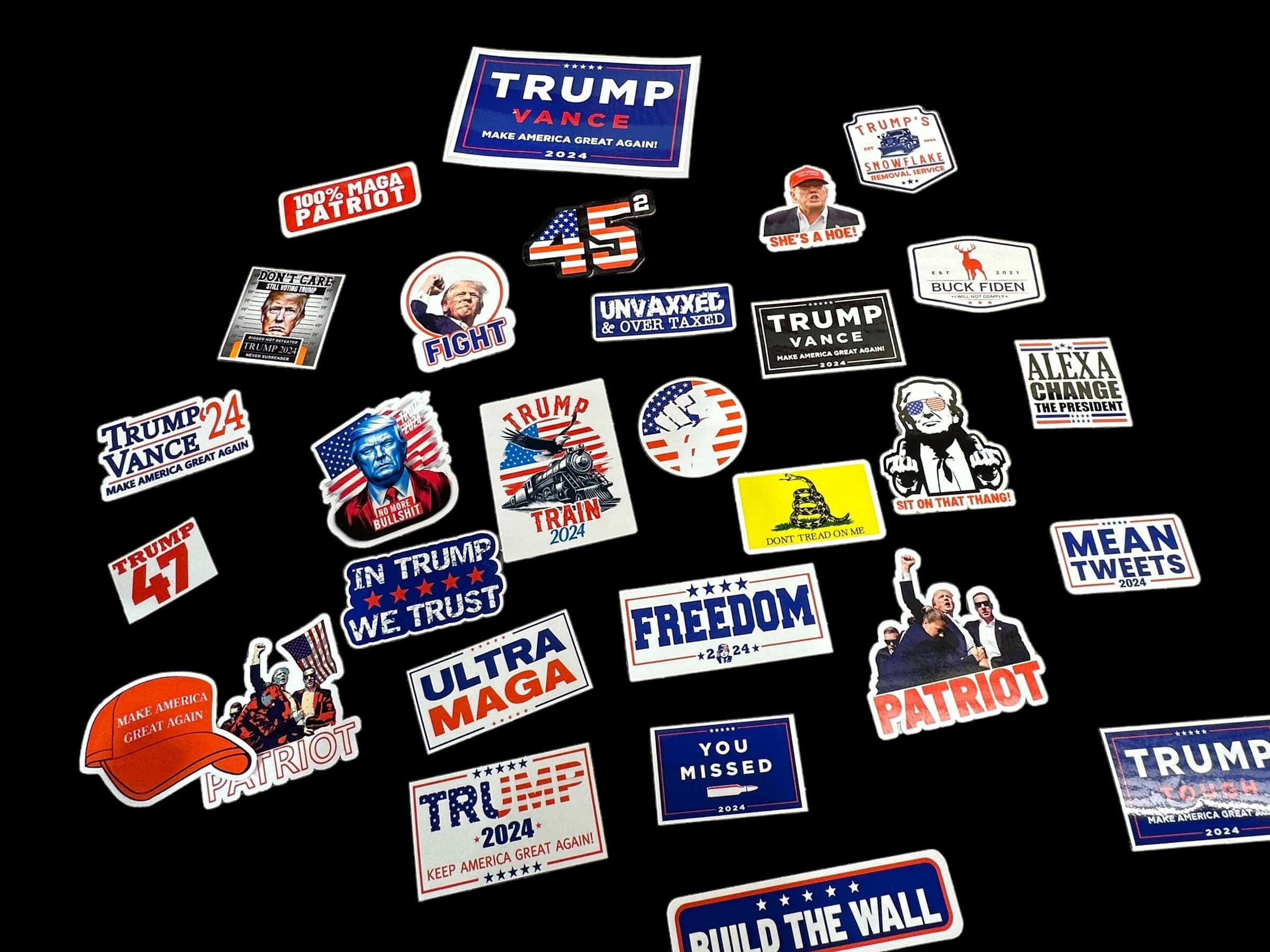 Trump Make America Great Again Sticker Packs 30 Piece Blue Collar Hard Hat Sticker Packs Made with Premium Vinyl - F5 Custom Designs