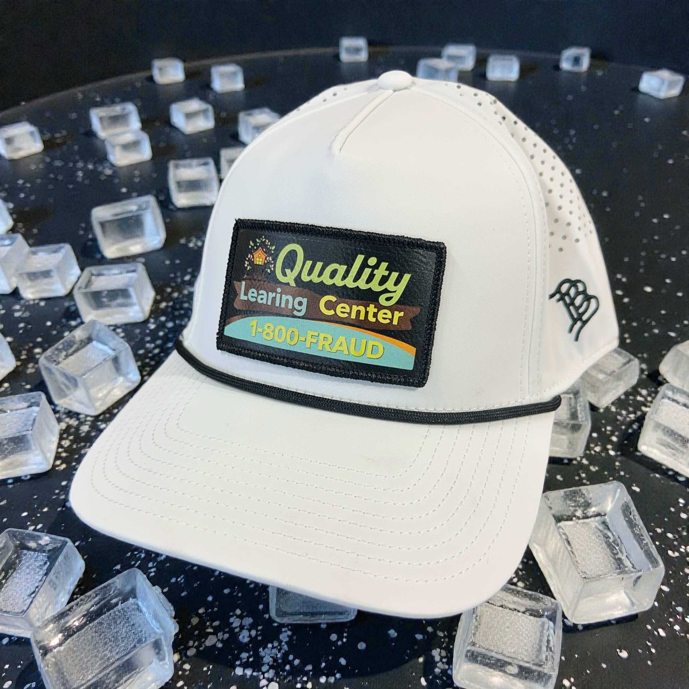 Quality Learing Center Branded Bills Hat with UV printed leather patch and adjustable snapback