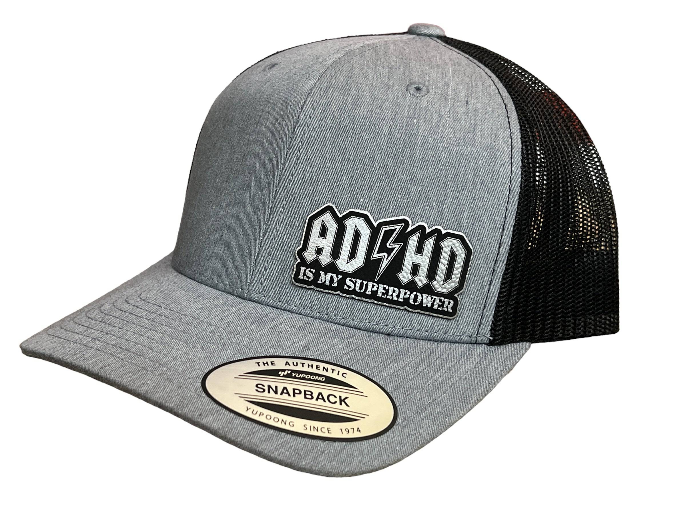 ADHD Hat with Custom Patch Made with Premium Leatherette on a Richardson 112 or Yupoong Classic Hat - F5 Custom Designs