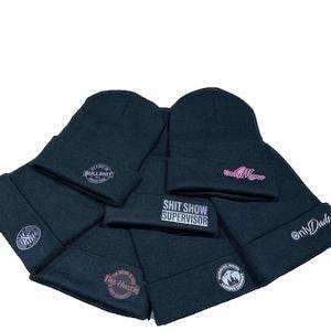 Custom beanie with leatherette patch made of 100% acrylic for warmth and style