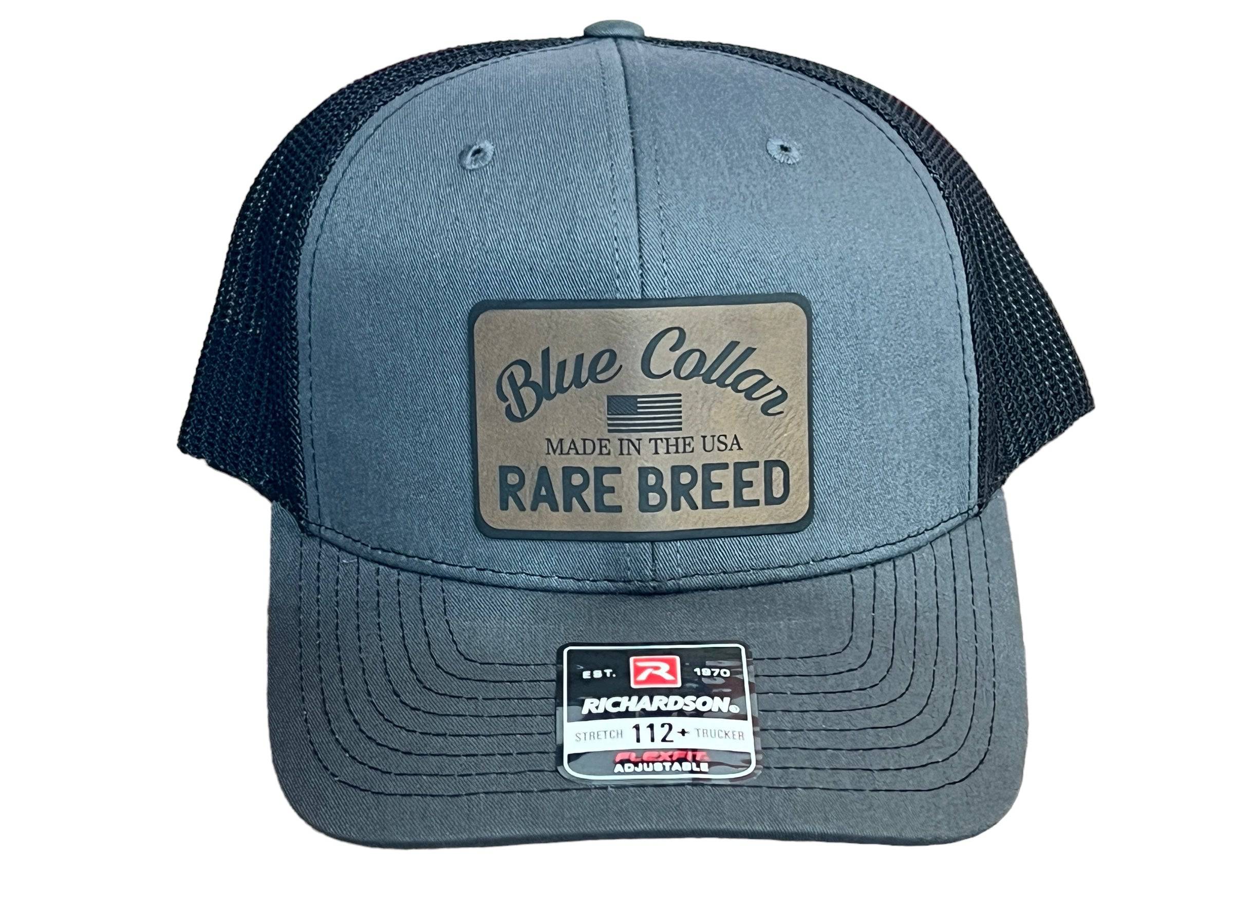 Blue Collar Rare Breed Hat with Custom  Patch on Richardson 112 Trucker Snapback Trucker Hat - F5 Custom Designs