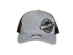 BS Patch Hat on Richardson 112 SnapBack Trucker Hat with premium leatherette patch and mesh back panels
