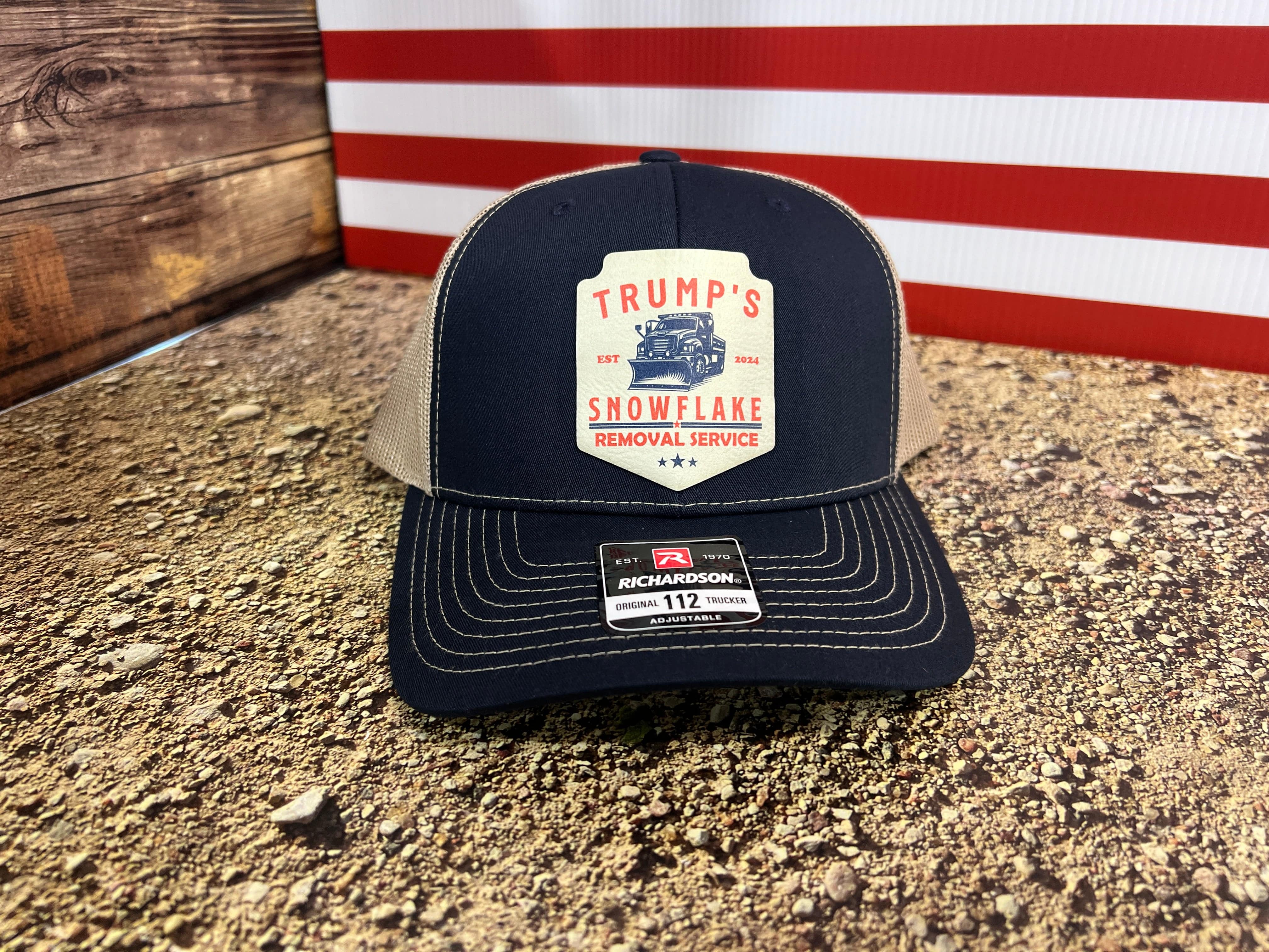 Trump Snowflake Removal Service 2024 Trucker Hat UV Printed Premium Leatherette - F5 Custom Designs