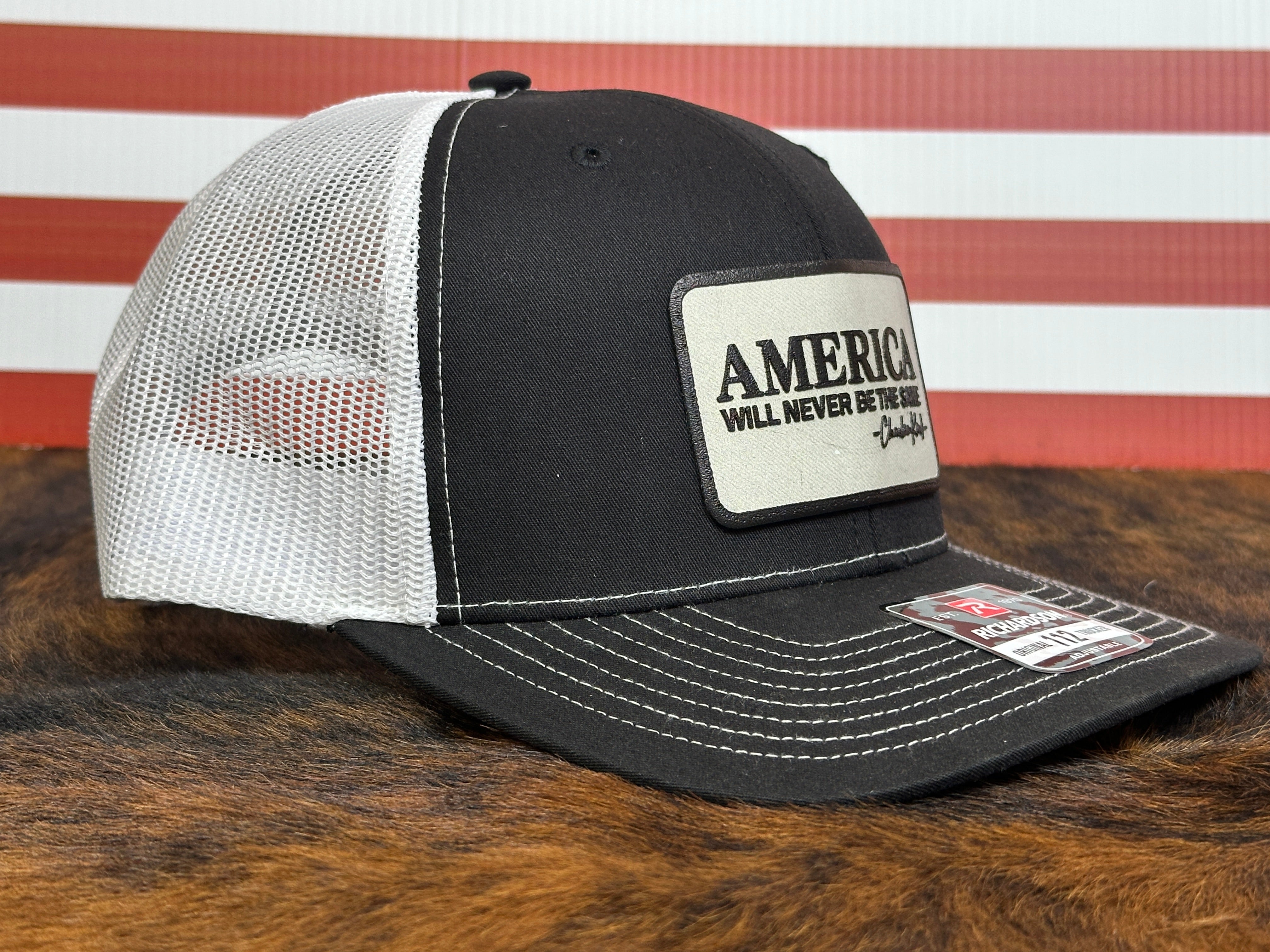 Charlie Kirk Hat - Richardson 112 Snapback Trucker Hat – premium trucker style with mesh back, adjustable fit, and bold patriotic design for everyday wear.