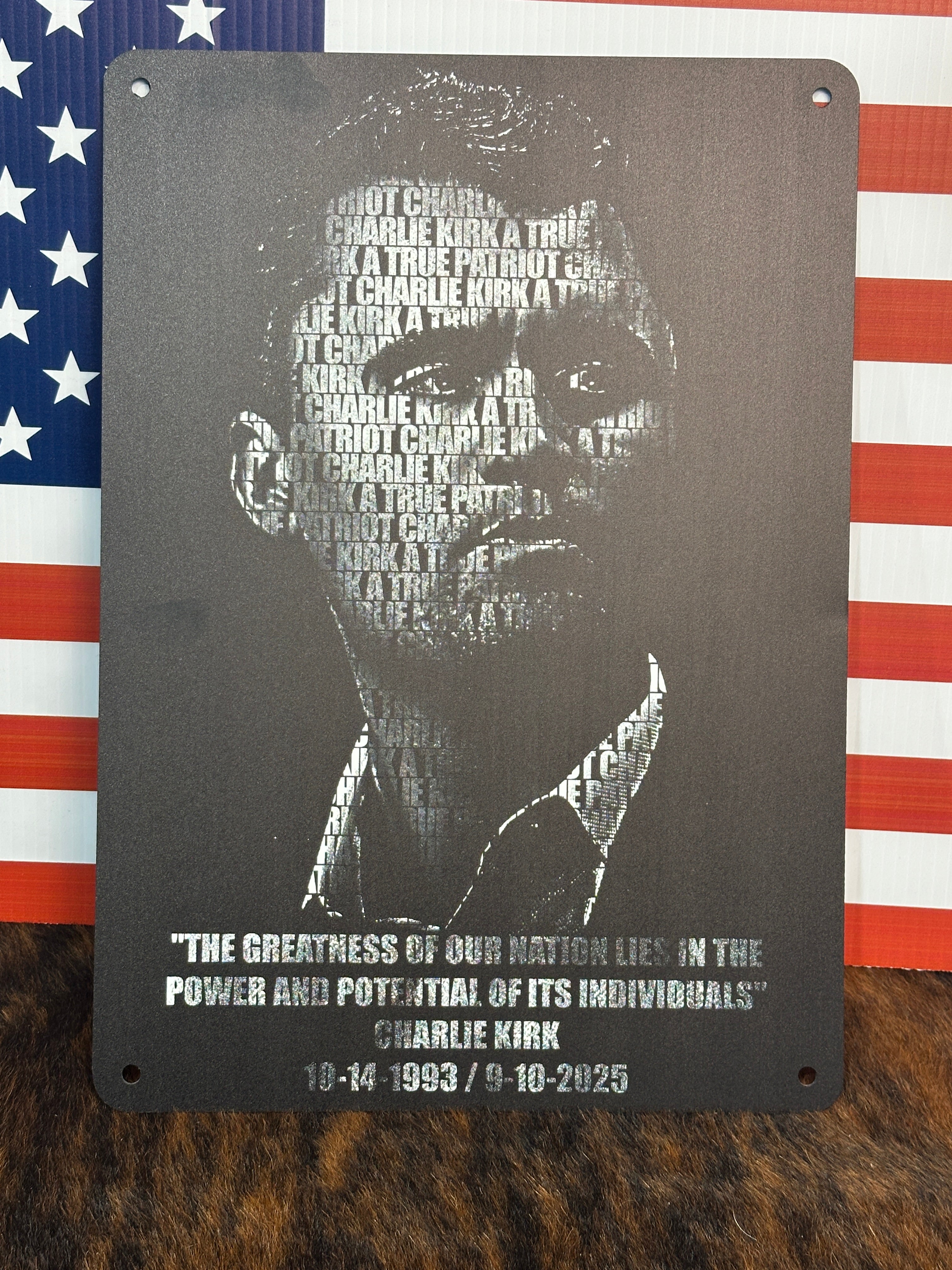 Never Forget Charlie Kirk Sign Aluminum UV Printed Premium Quality Great Gift