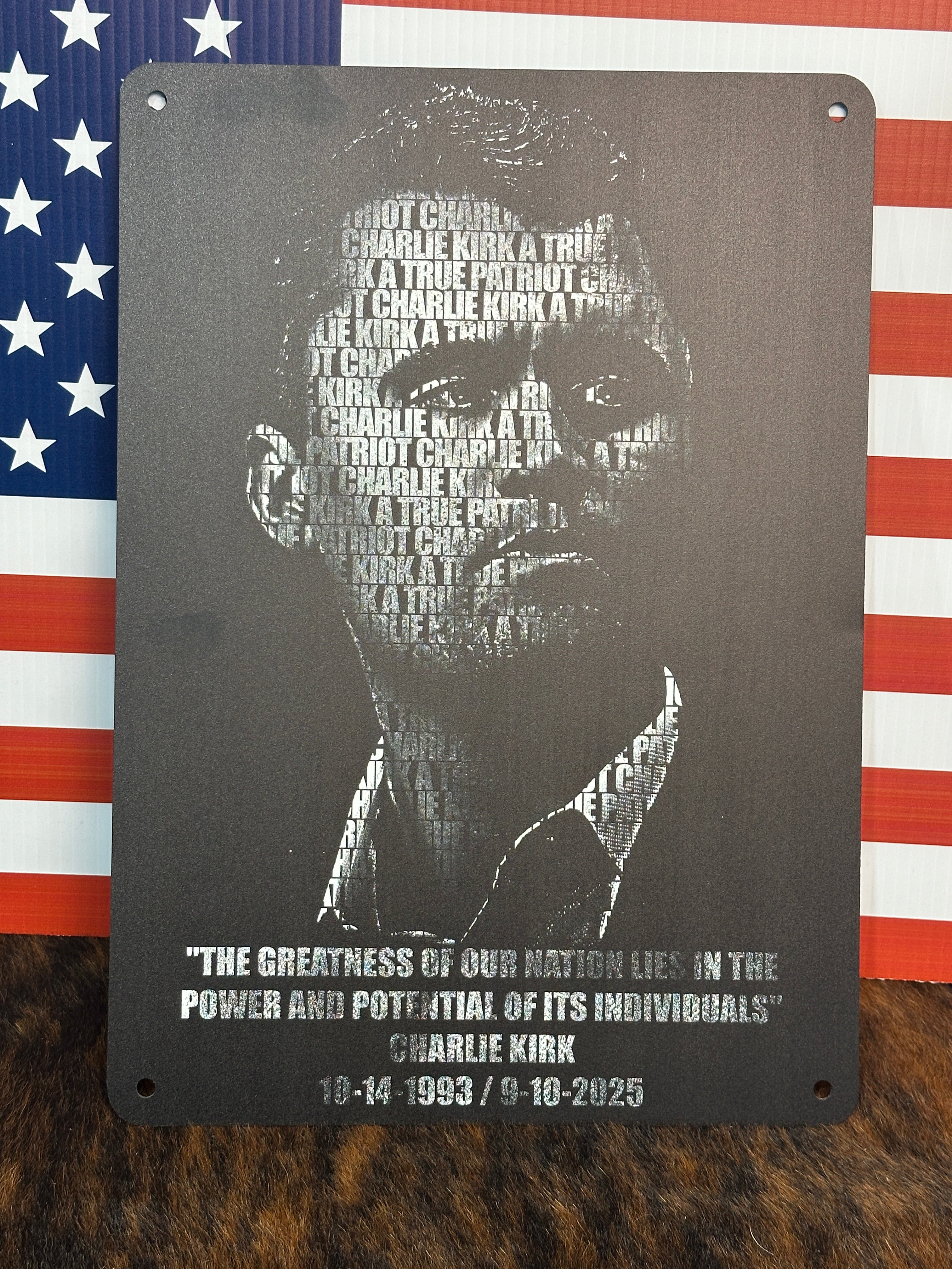 Never Forget Charlie Kirk Sign Aluminum UV Printed Premium Quality Great Gift