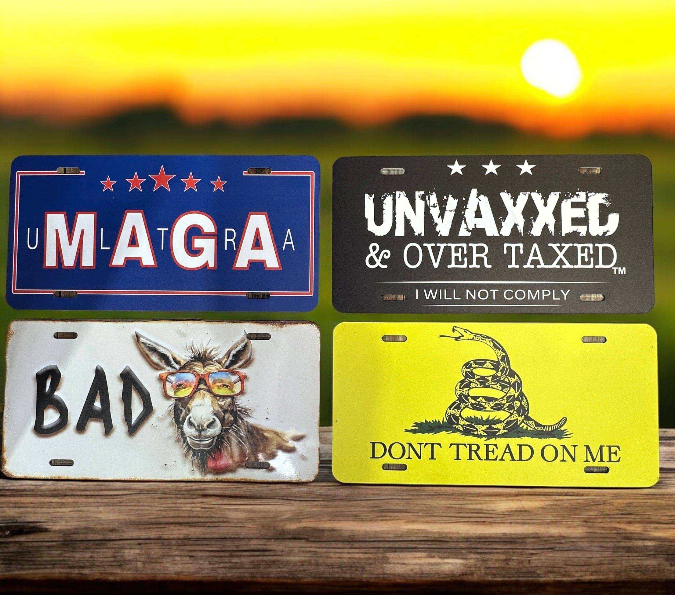 Custom aluminum license plate UV printed 12x6 inches premium quality funny design Texas made